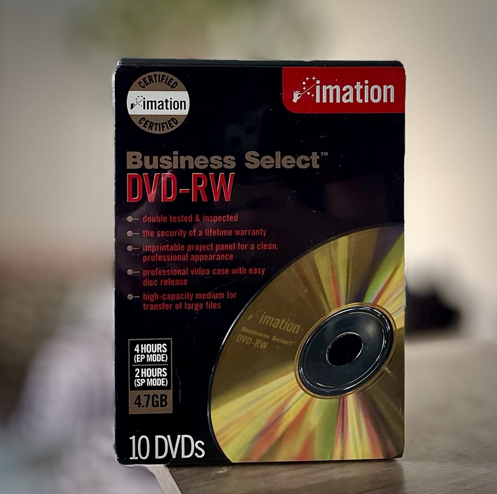 Imation Business Select Pro DVDs 8X  + Video Case DVD+RW 4.7 10 Pack Sealed