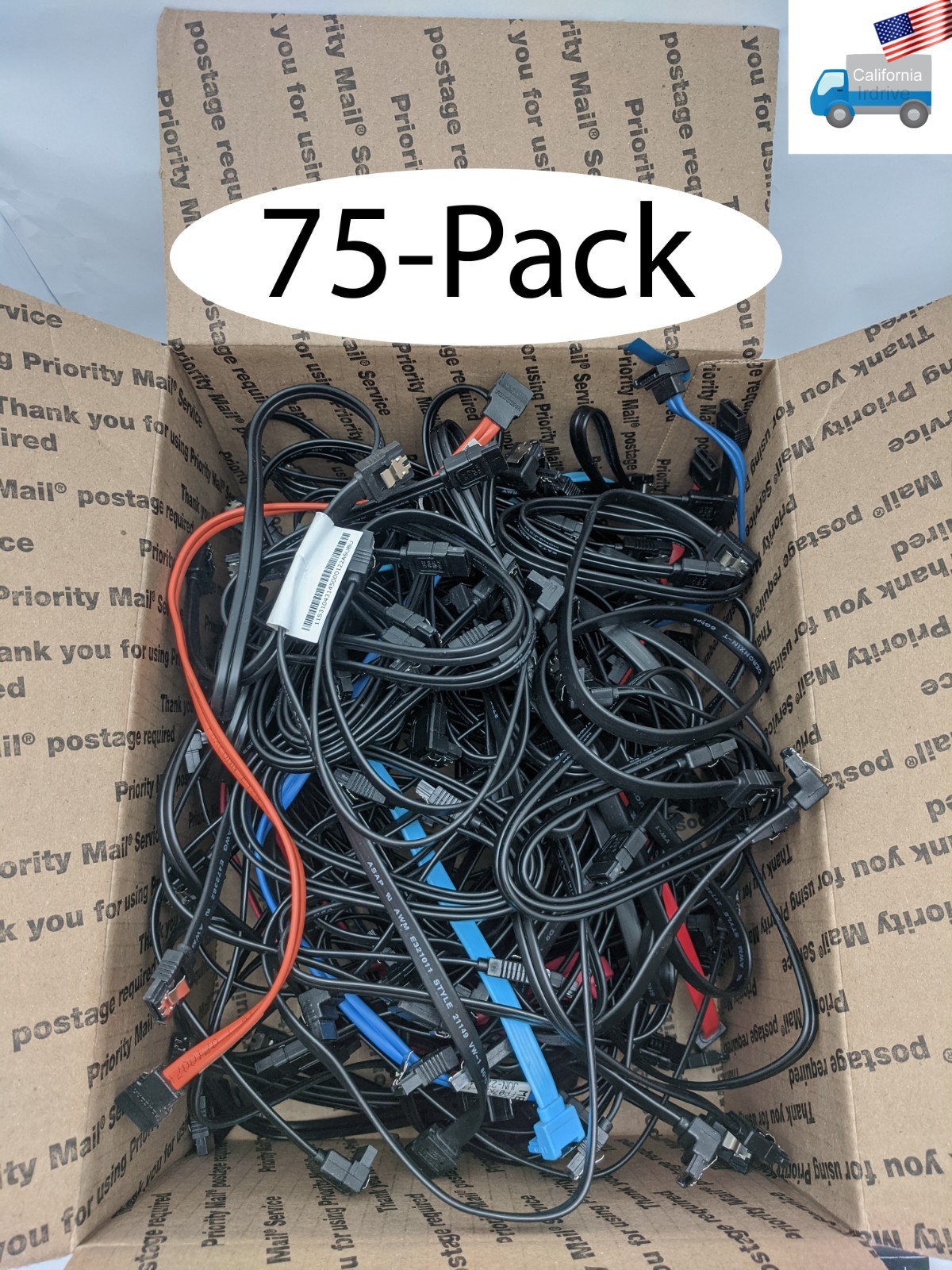 Wholesale Mix Variety 75-Pack: PC SATA Hard Drive HDD/SSD DATA Computer Cables