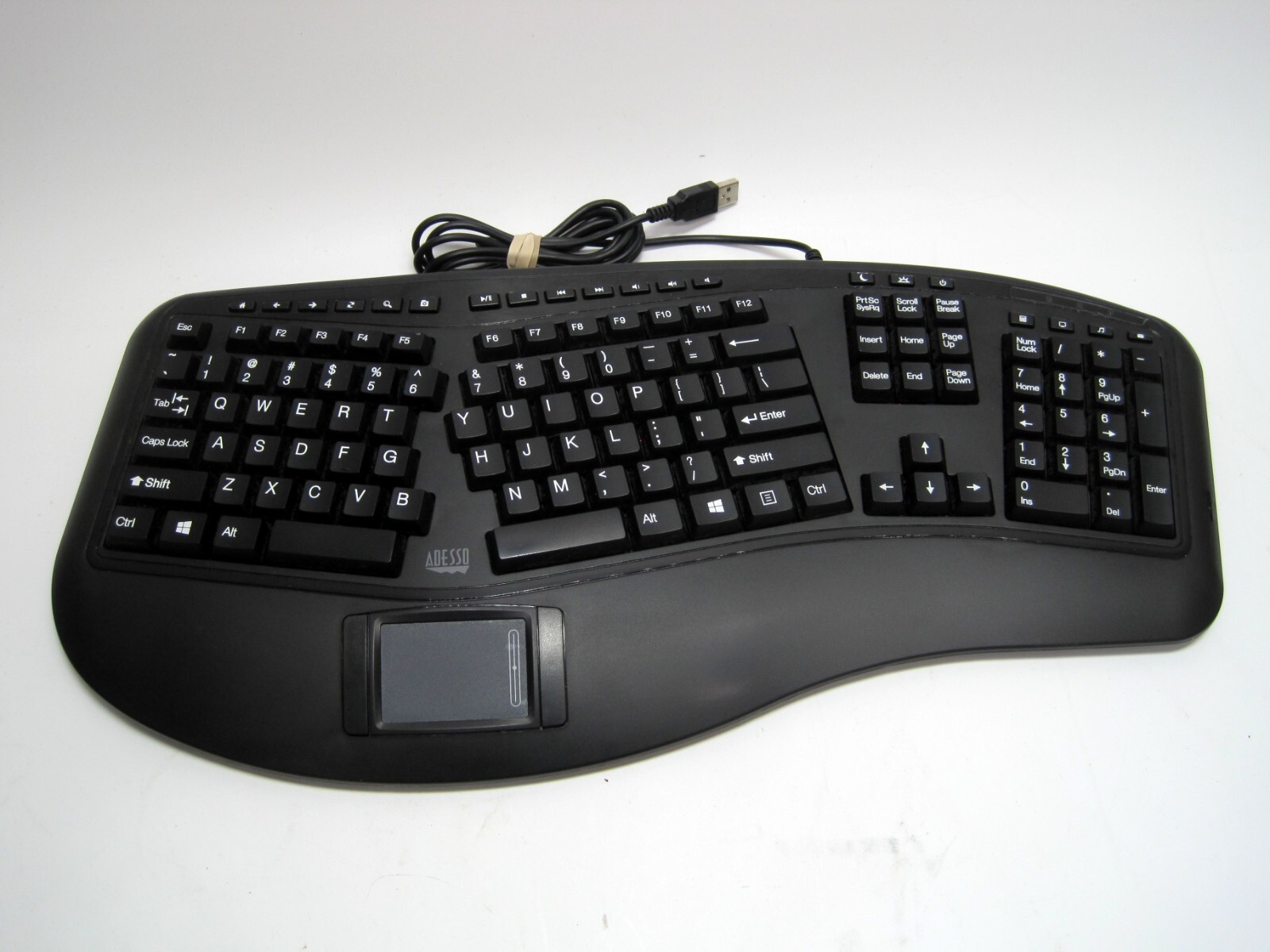 Adesso AKB-450UB Tru-Form Ergonomic Touchpad Keyboard USB 450 Black