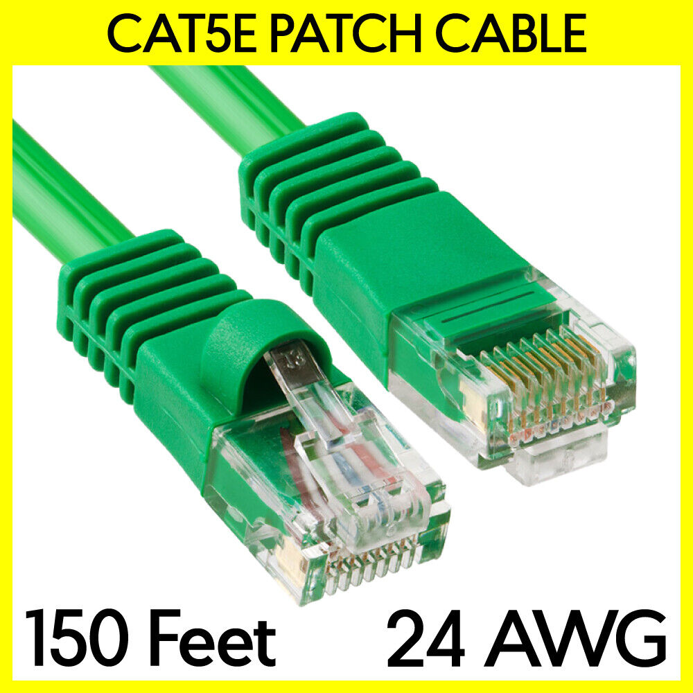 150FT Cat5e Cable Green LAN Cat 5e Ethernet Patch Cord RJ45 Internet Modem Cable