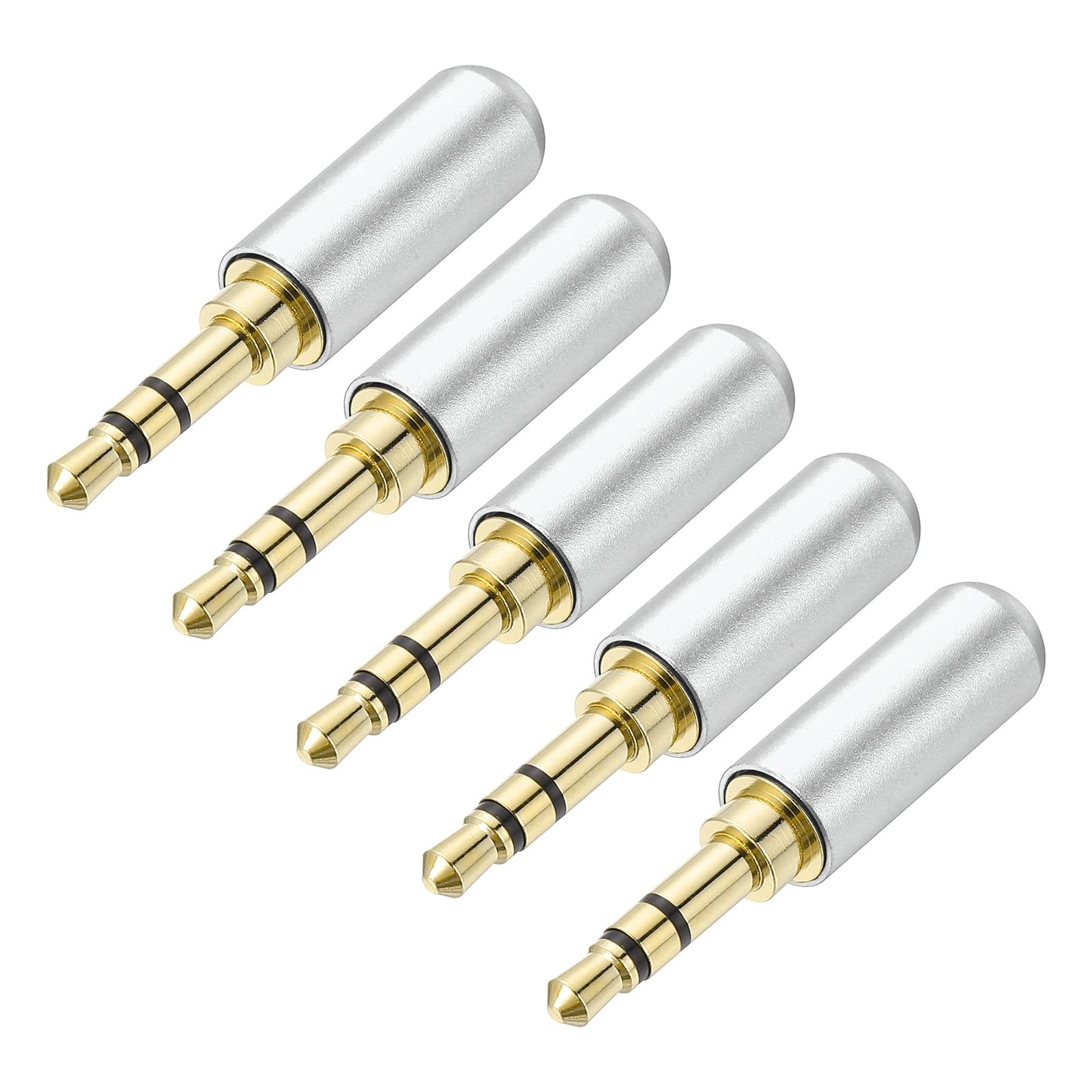 MECCANIXITY 5Pcs 3.5mm Replacement Repair Plug Jack, 3 Pole Metal Silver Tone 