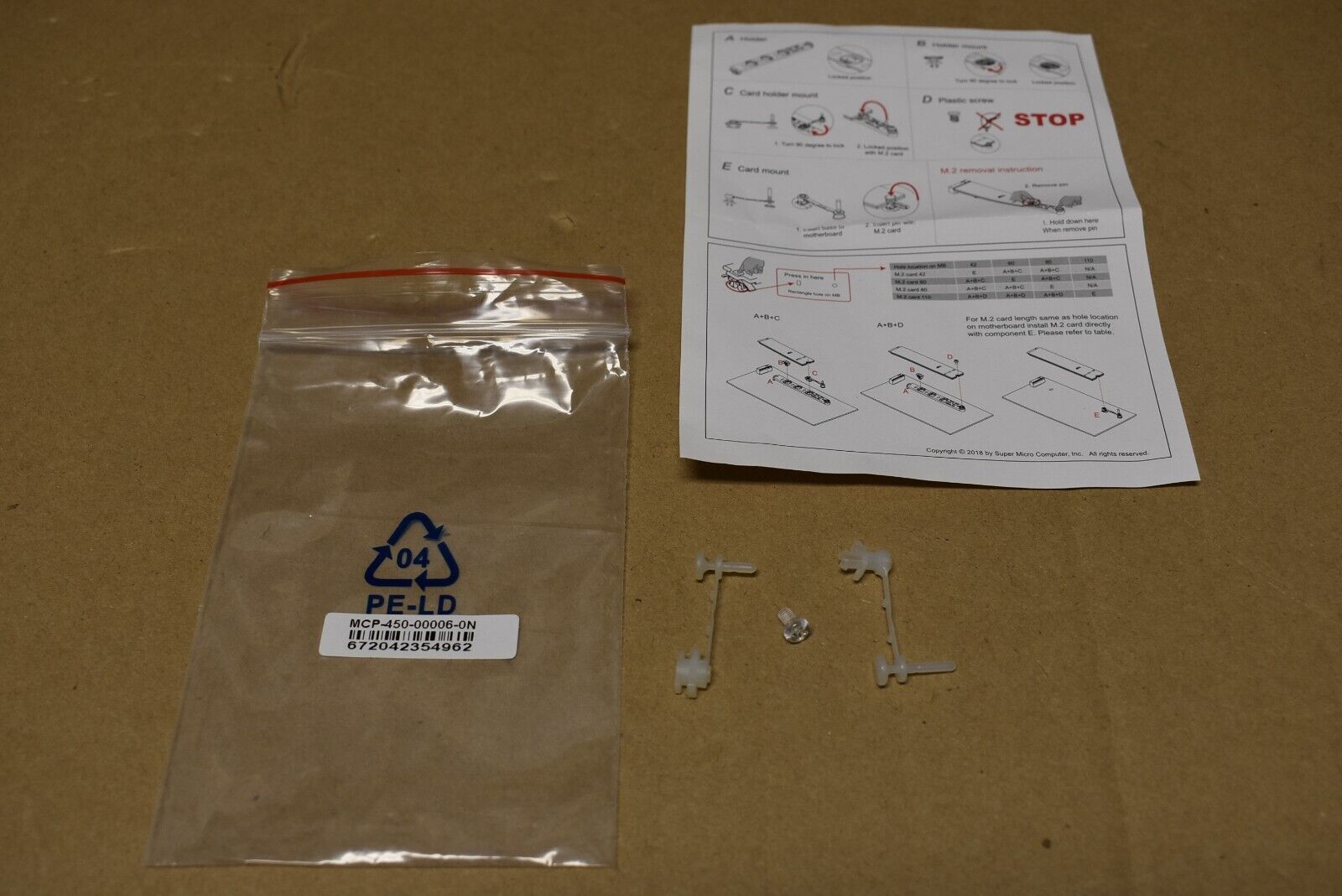 Supermicro MCP-450-00006-0N Plastic M.2 holder kit