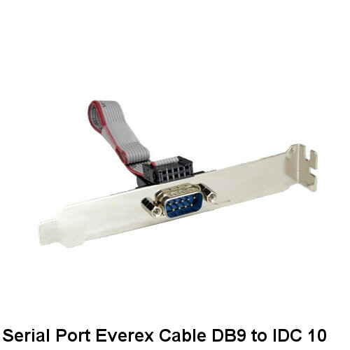 KNTK 12" DB9 Male to IDC10 Female Everex Cable w/ Bracket Expansion Port Slot