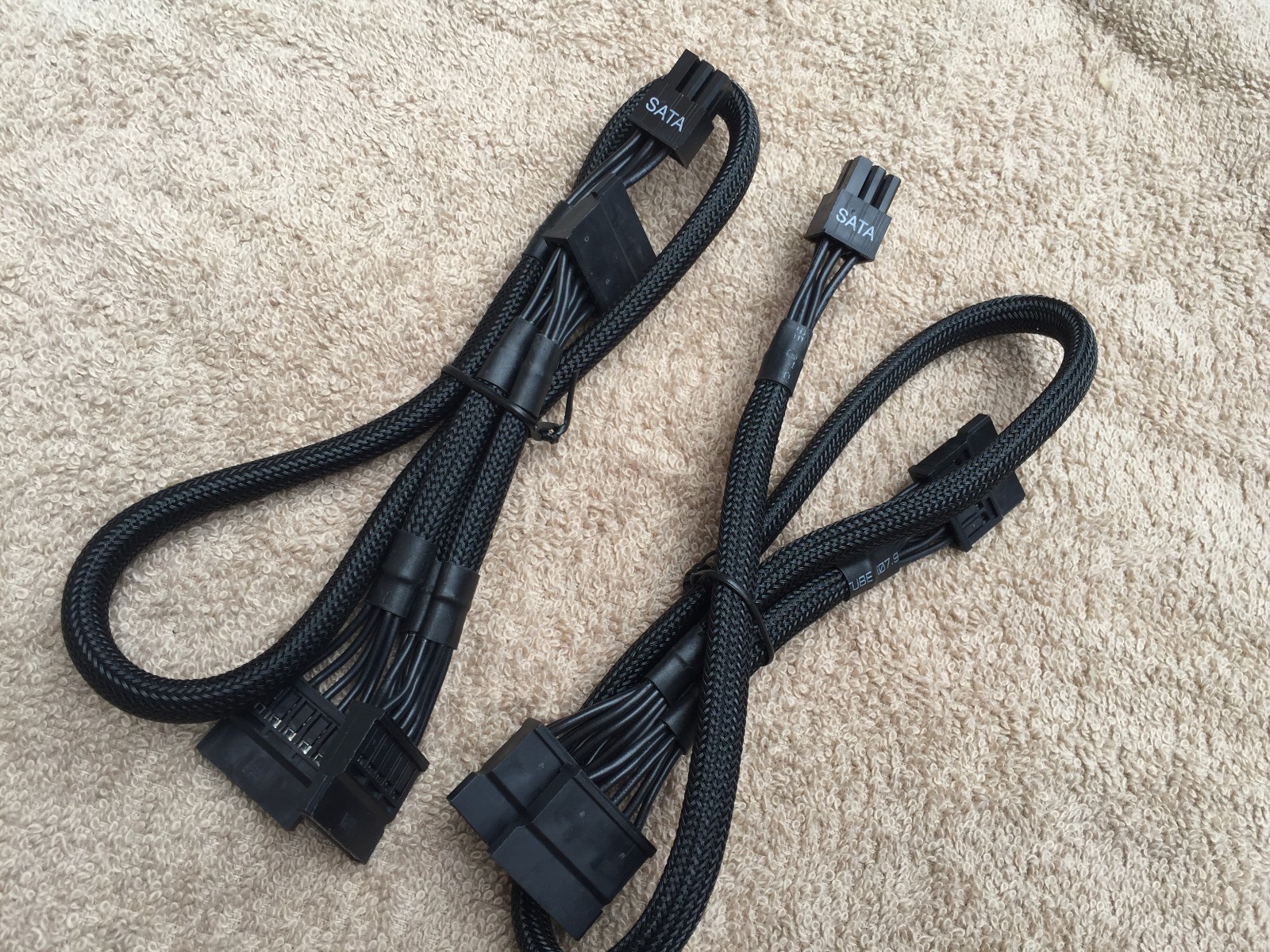 Lot 2 pcs eVGA supernova  6 pin  to 3x SATA DRIVER POWER cable ORIGINAL