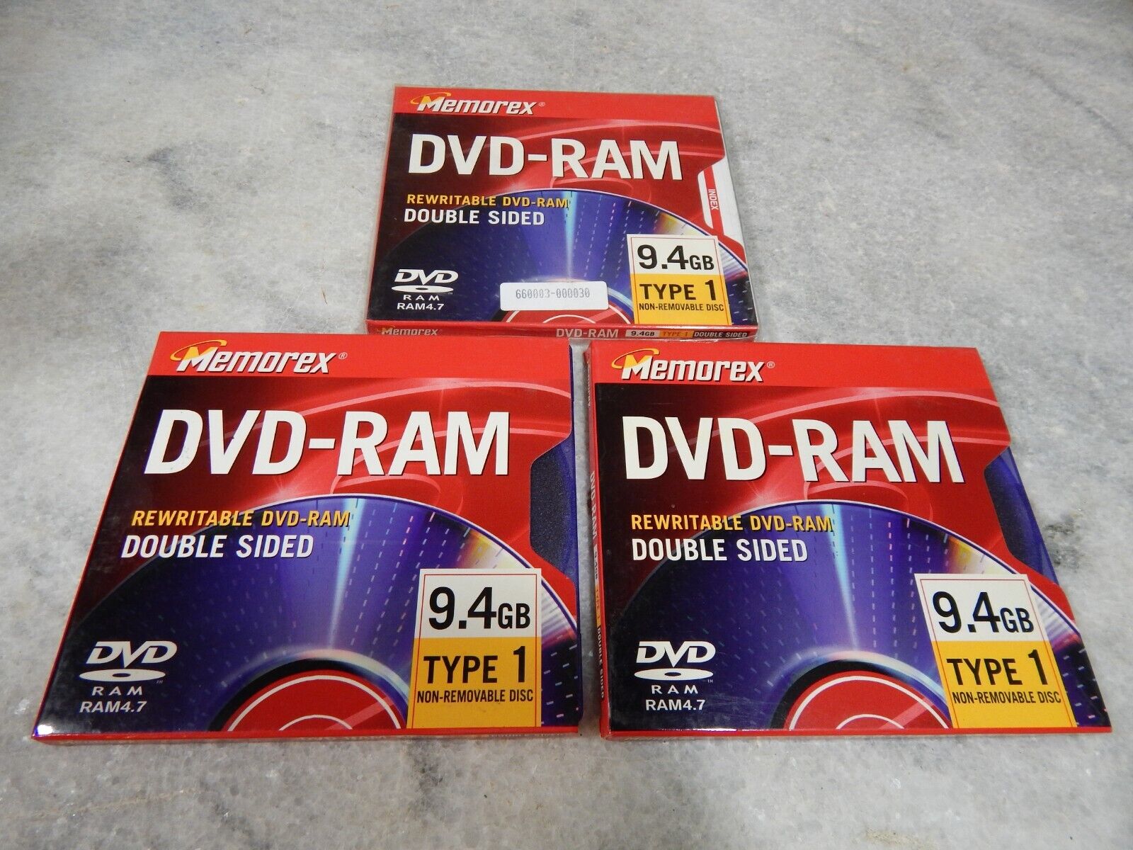 Memorex DVD-RAM 3x Type 1 9.4 GB High Capacity Double Sided Rewritable Discs