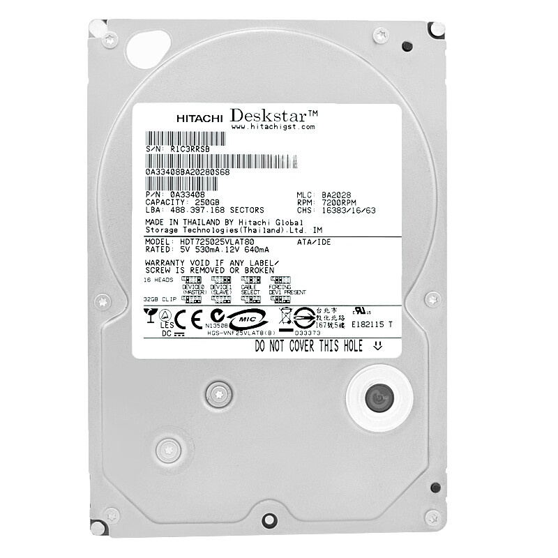 Hitachi 250GB HDT725025VLAT80 8MB Cache 7200RPM PATA 3.5" Inch Hard Drive