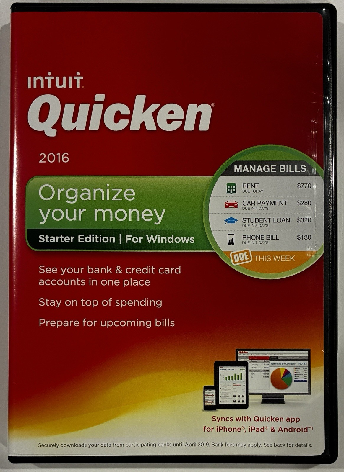 Intuit Quicken 2016 Starter Edition, Organize Personal Finances (Windows PC) New