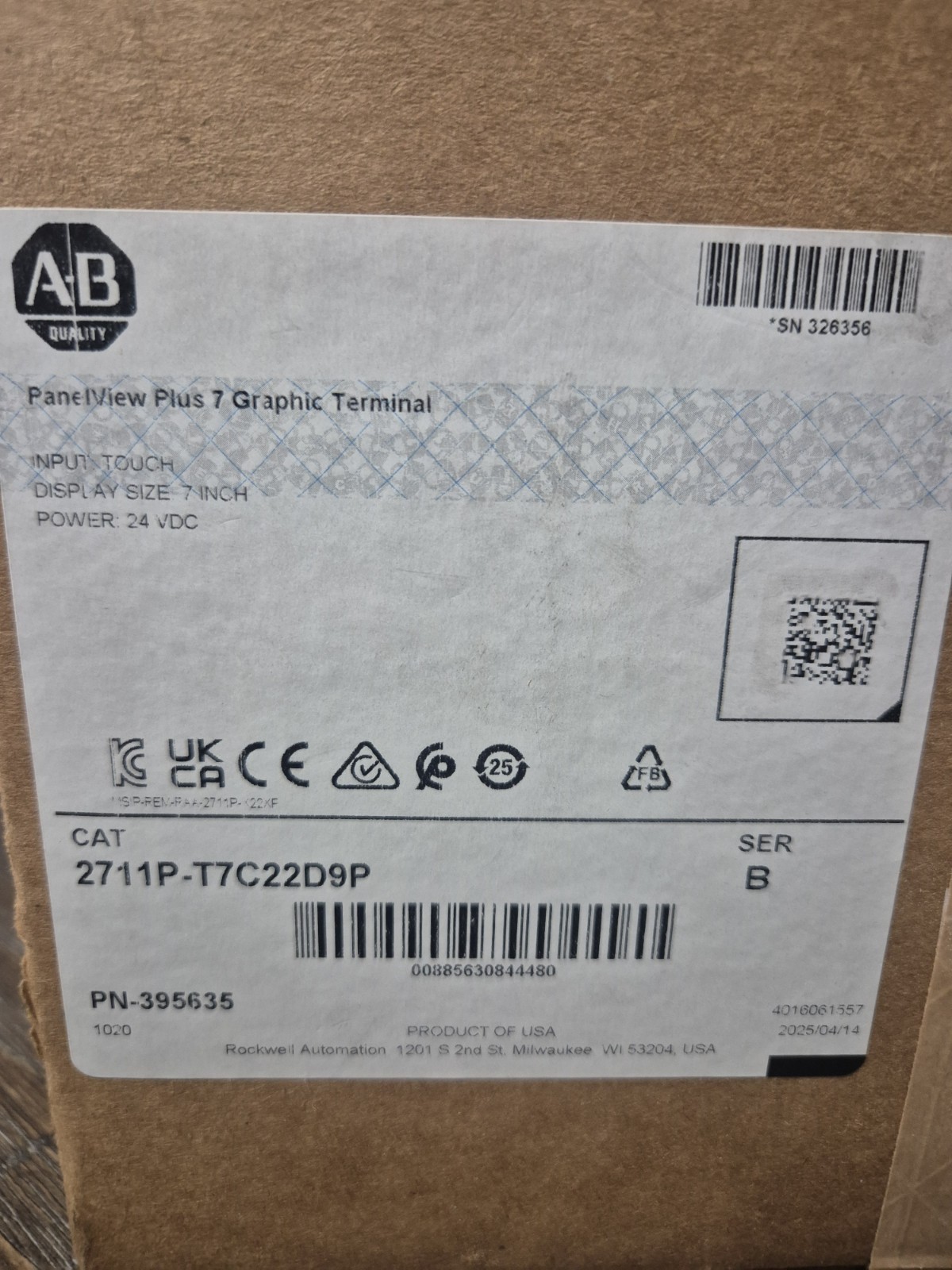 NEW Allen Bradley 2711P-T7C22D9P /B PanelView Plus 7 Color Touch" USA SELLER"