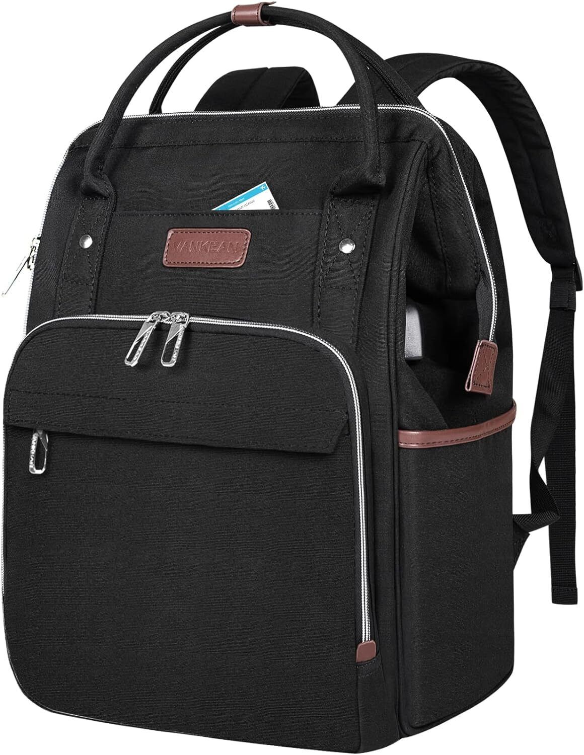 VANKEAN Laptop Backpack for Women Men 15.6-16.2 Inch Stylish 15.6 inch, Black 