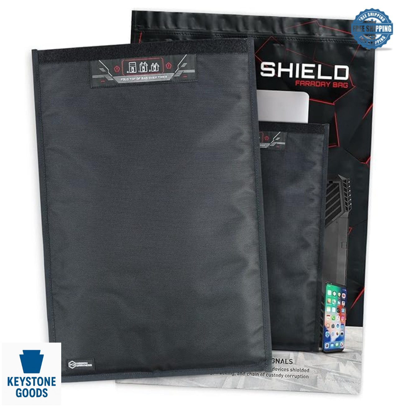 Faraday Bag Laptop 17 x 14 in Water Resistant Ballistic Nylon RF Signal Blocking