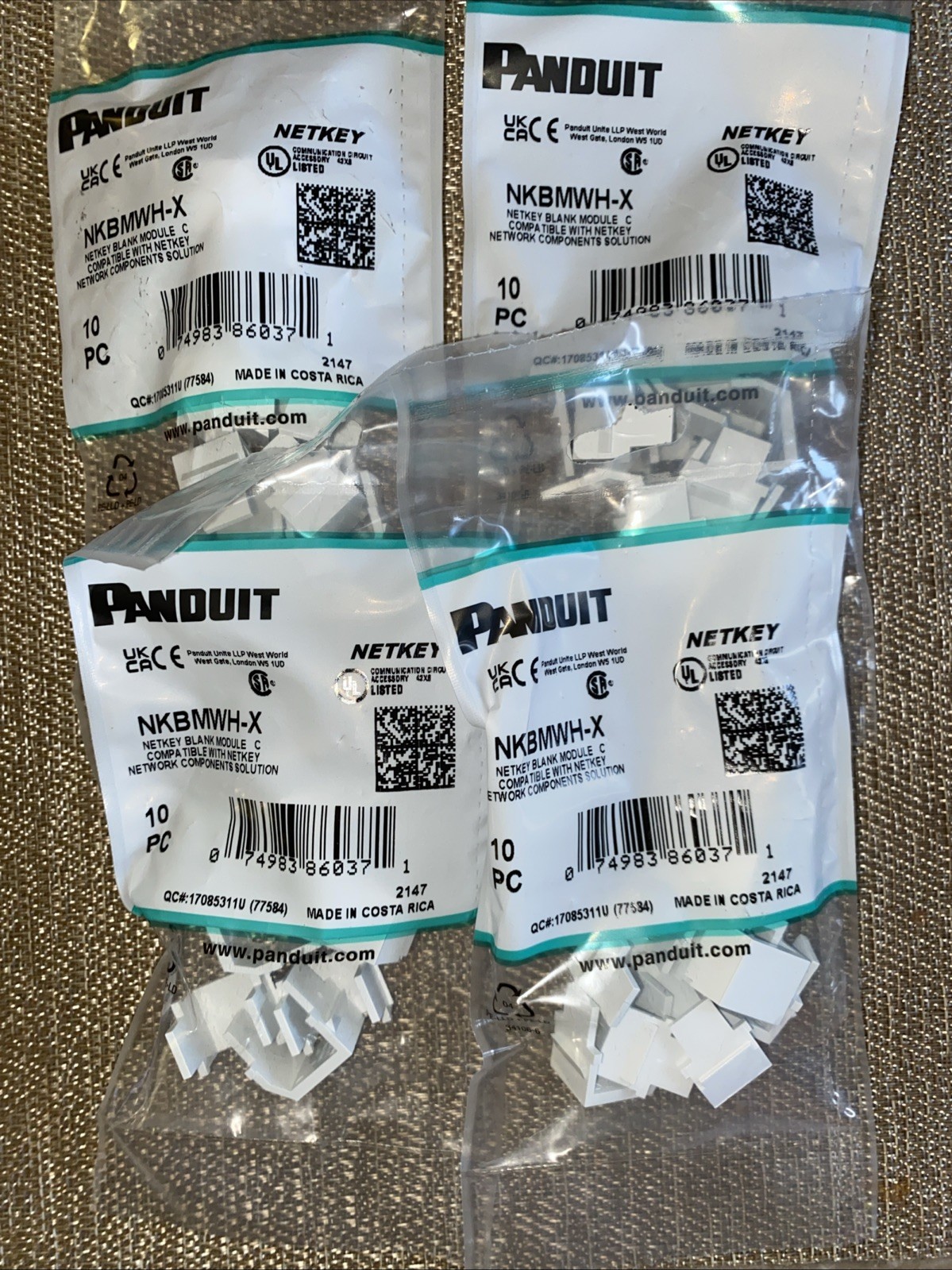 5 Panduit NKBMWH-X Netkey Blank Module - White, 10 Pack Total 50 R3