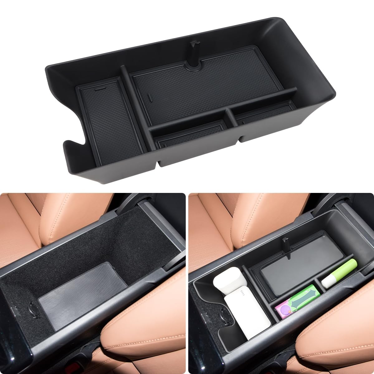 Center console organizer tray compatible with Toyota Camry 2025-2026, black 