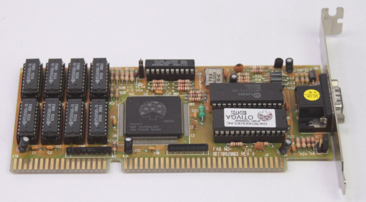 OAK TECHNOLOGY TX2953526 1991 16-BIT ISA VGA OTIVGA GRAPHICS CARD READ