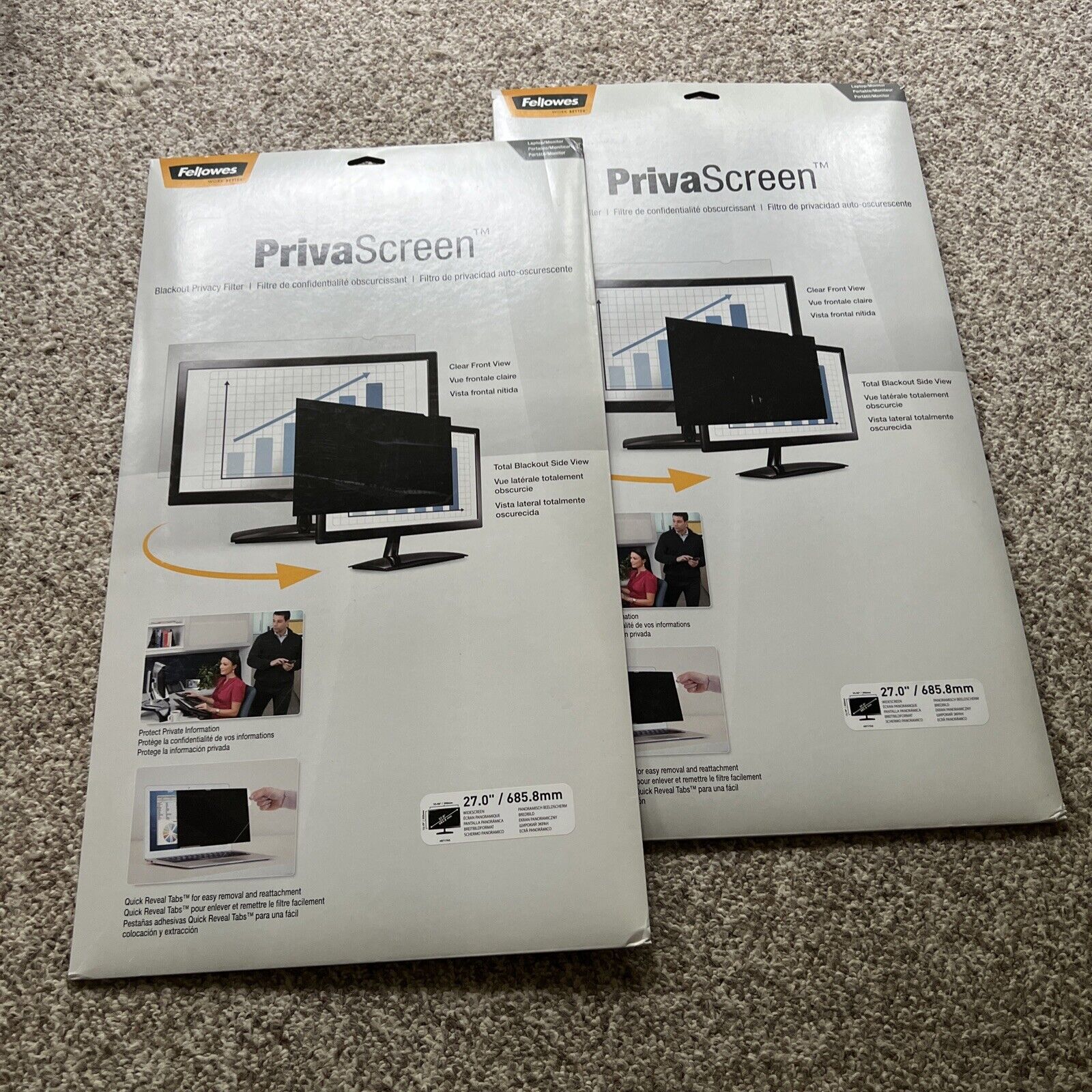 2 UNITS OF NEW Fellowes PrivaScreen™ Blackout Privacy Filter - 27.0\