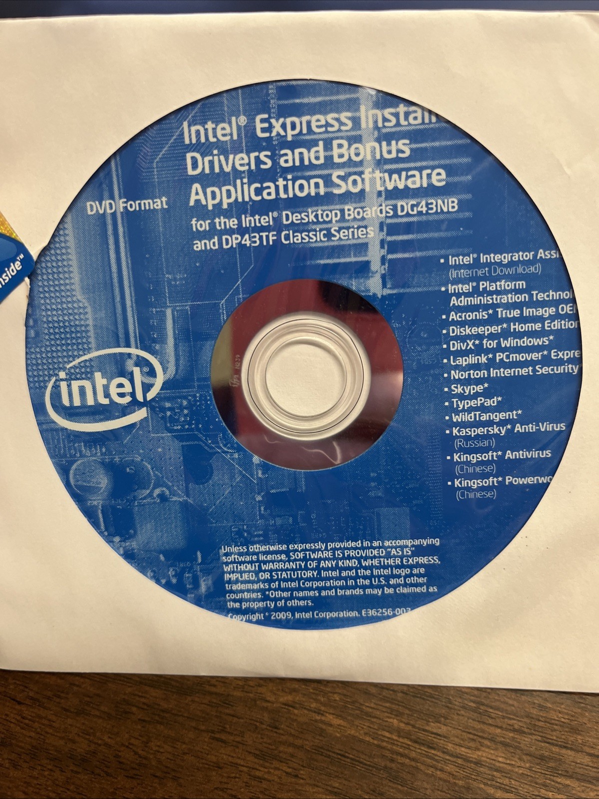 Intel Express Installer Driver and Utilities CD DG43NB DP43TF + Paper Manual