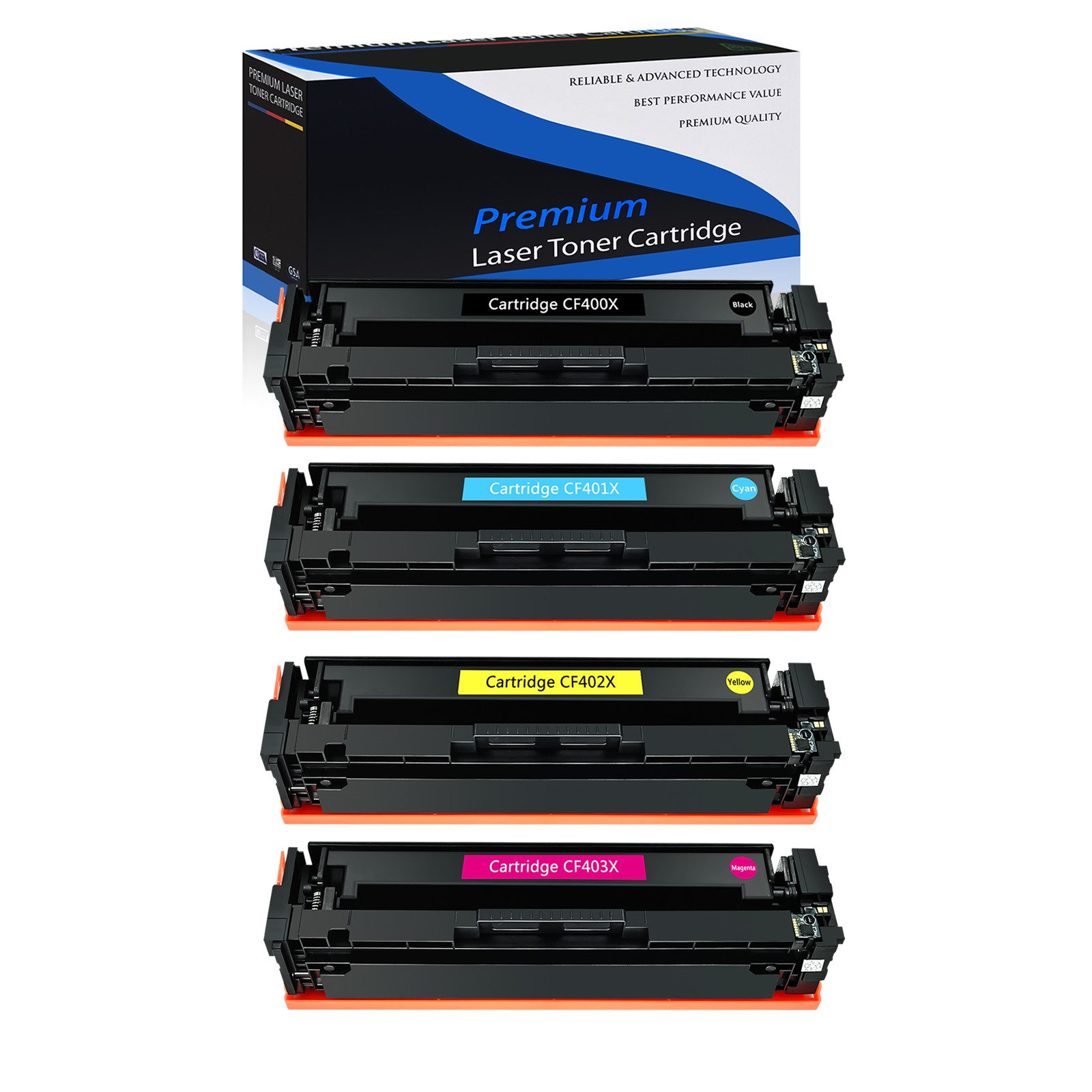 4 Toner Compatible for HP 201X CF400X Color LaserJet Pro MFP M277dw M277 M252dw