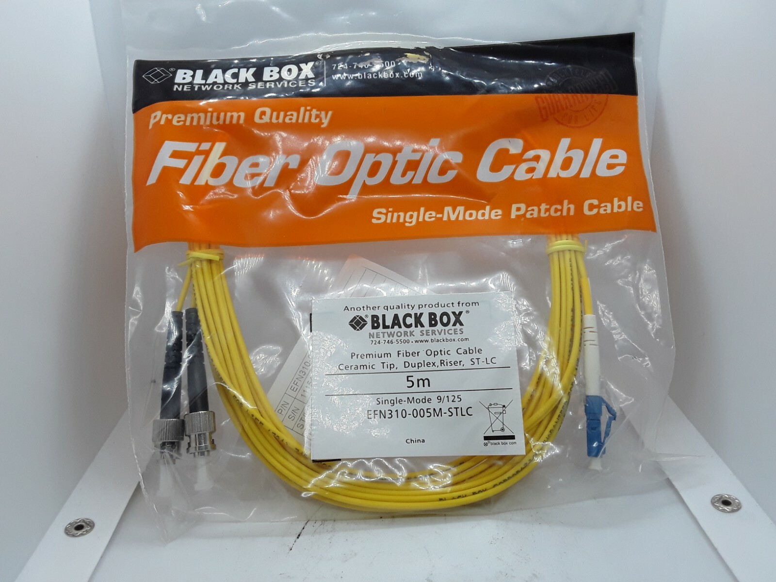 Black Box Fiber Optic Cable ST-LC (5m) EFN310-005M-STLC Single Mode 9/125