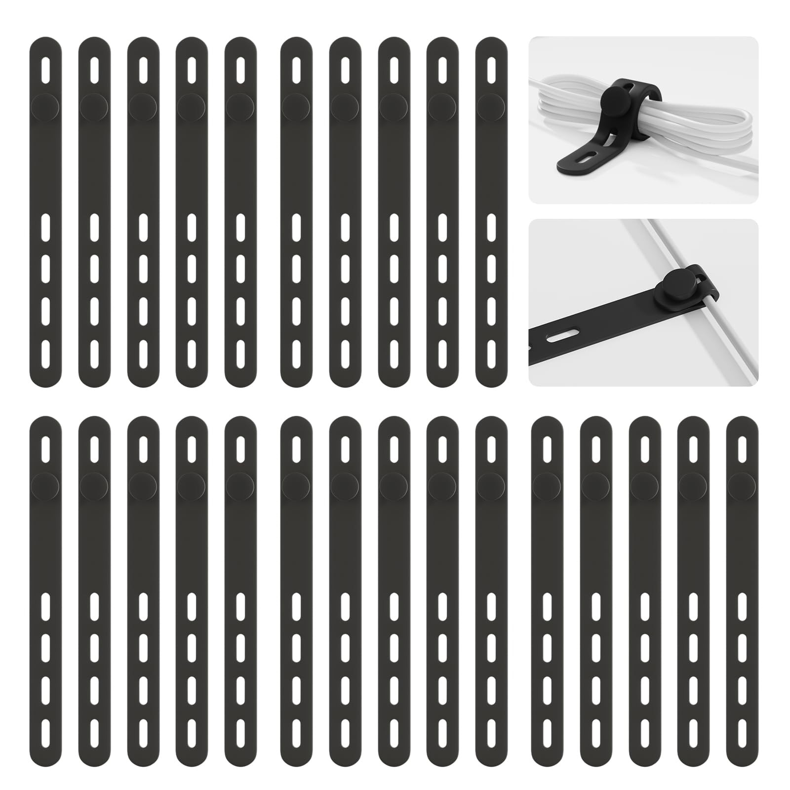 25Pack Silicone Cable Ties,Reusable Cord Organizer for Bundling Electrical Cords