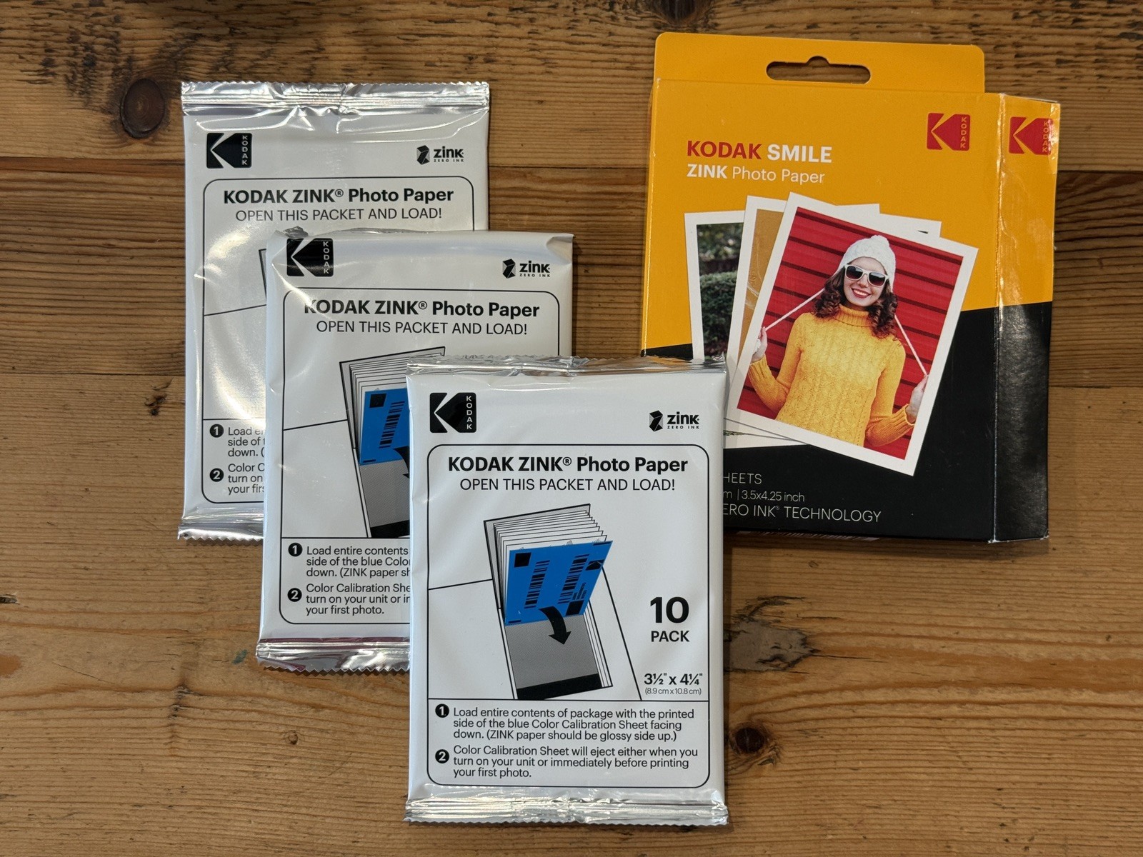 Kodak 3.5x4.25” Premium Zink Photo Paper, 30 Sheets, 10 per pack. 