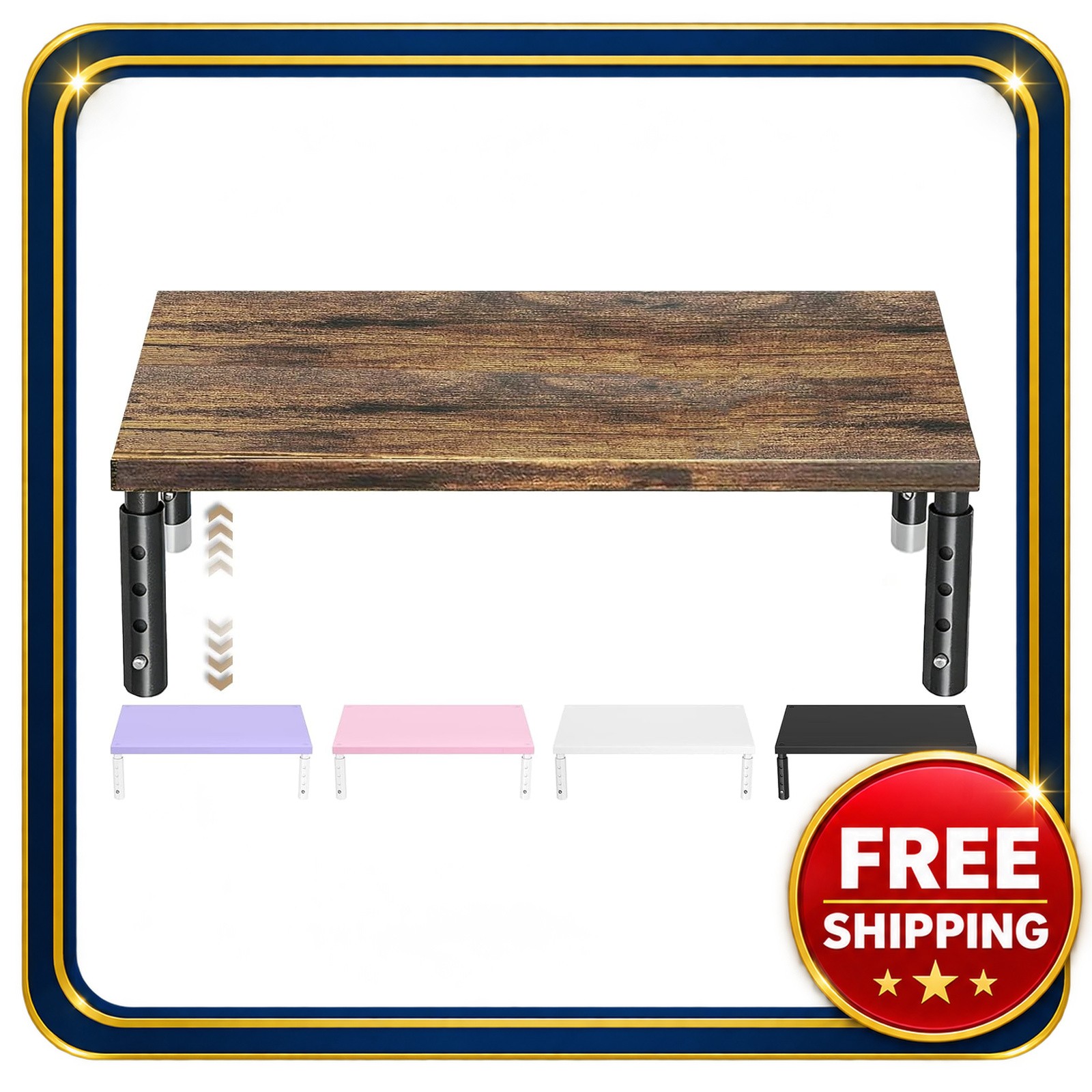 Computer Monitor Stand Riser Adjustable Wooden Desk Organizer