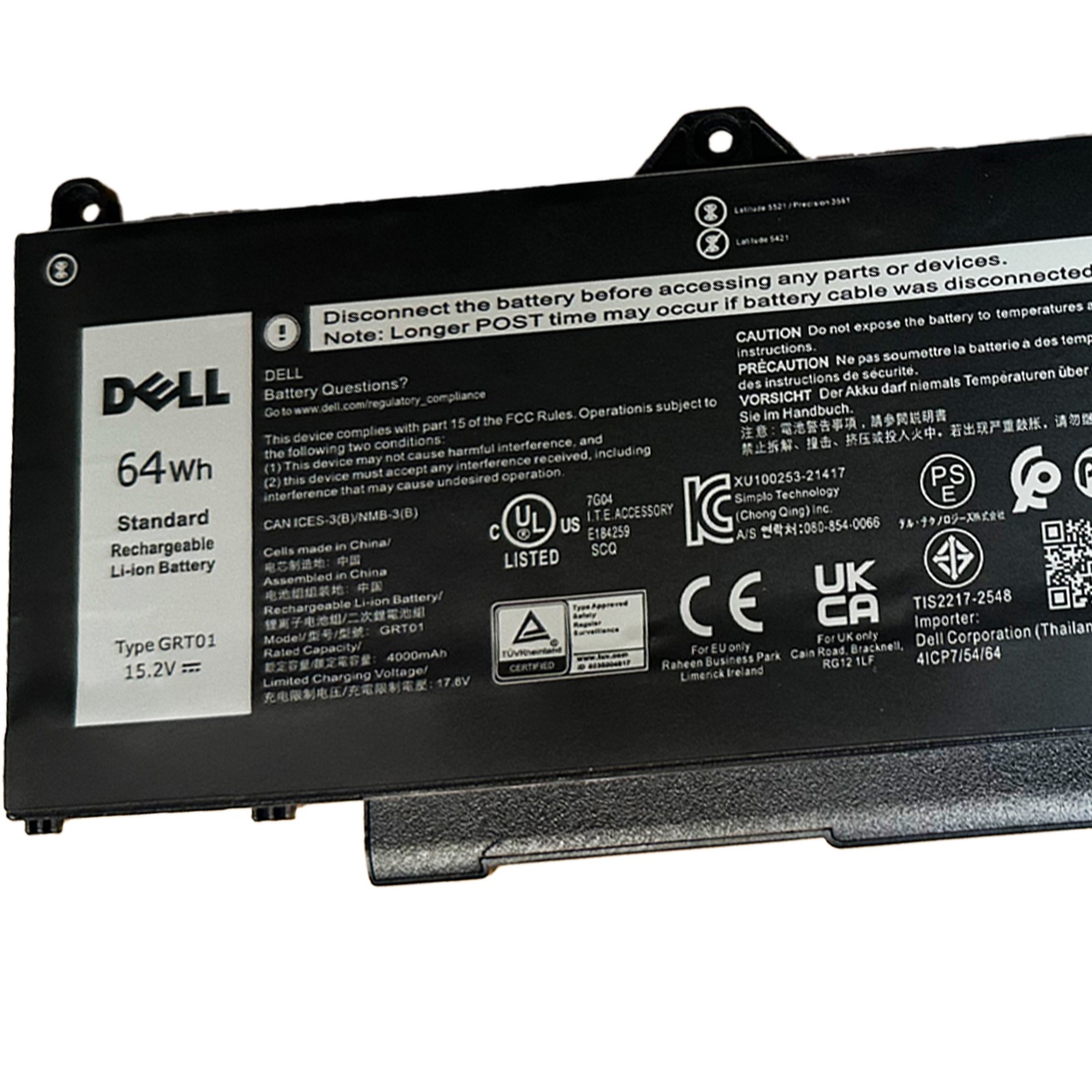 GRT01 Battery Genuine Dell Latitude 5421 5431 5521 Precision 3561 3571 3470