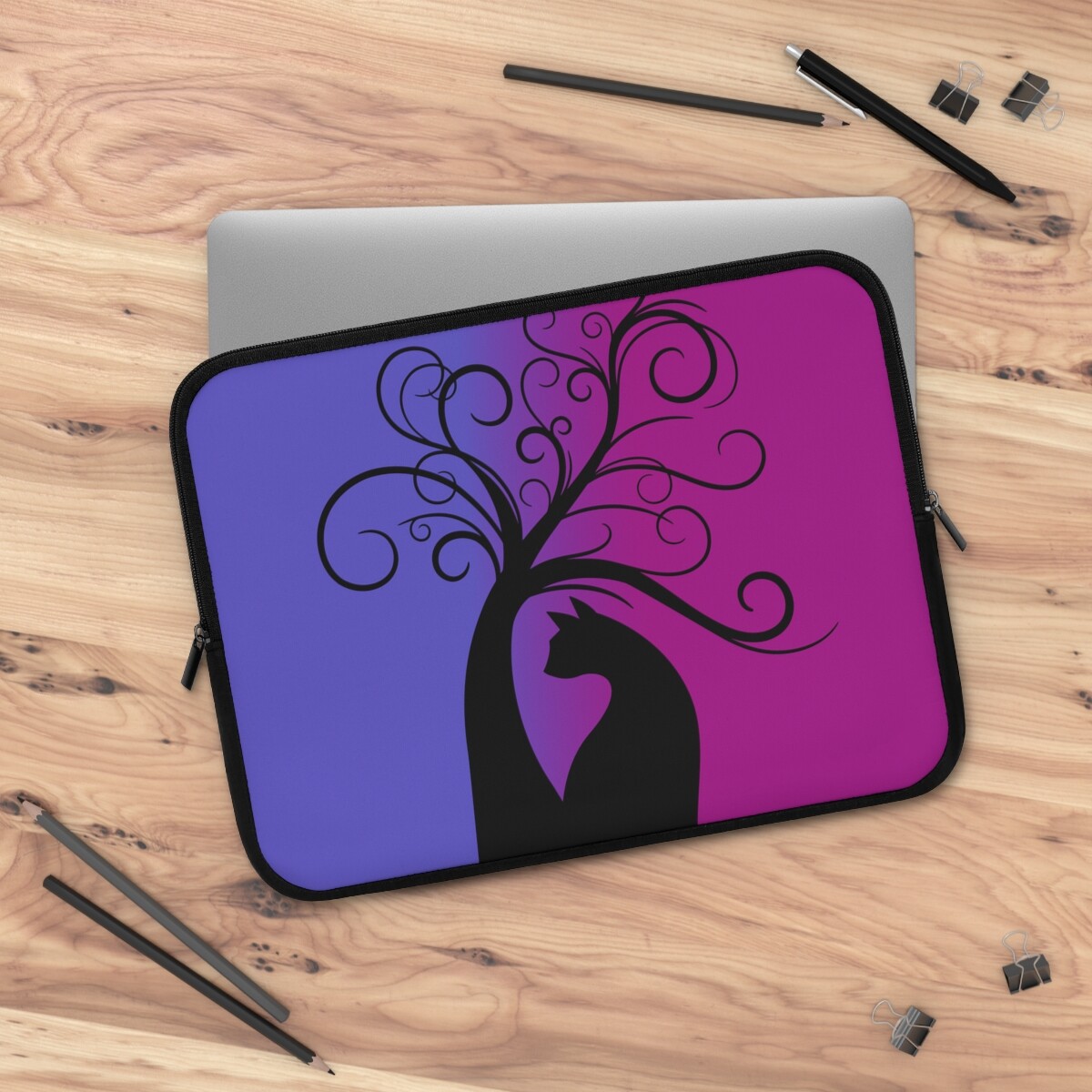 Magical black cat Laptop Sleeve, aesthetic celestial laptop case mystical gothic