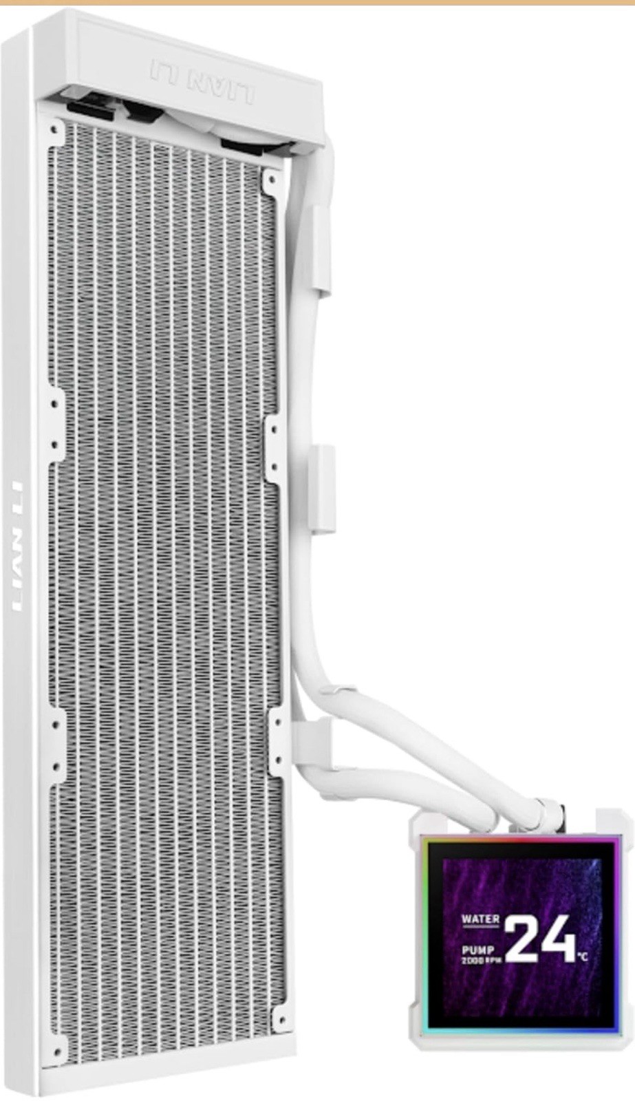 Lian Li HydroShift II LCD-S 360 Fanless Liquid CPU Cooler, Square LCD,White 3.4"