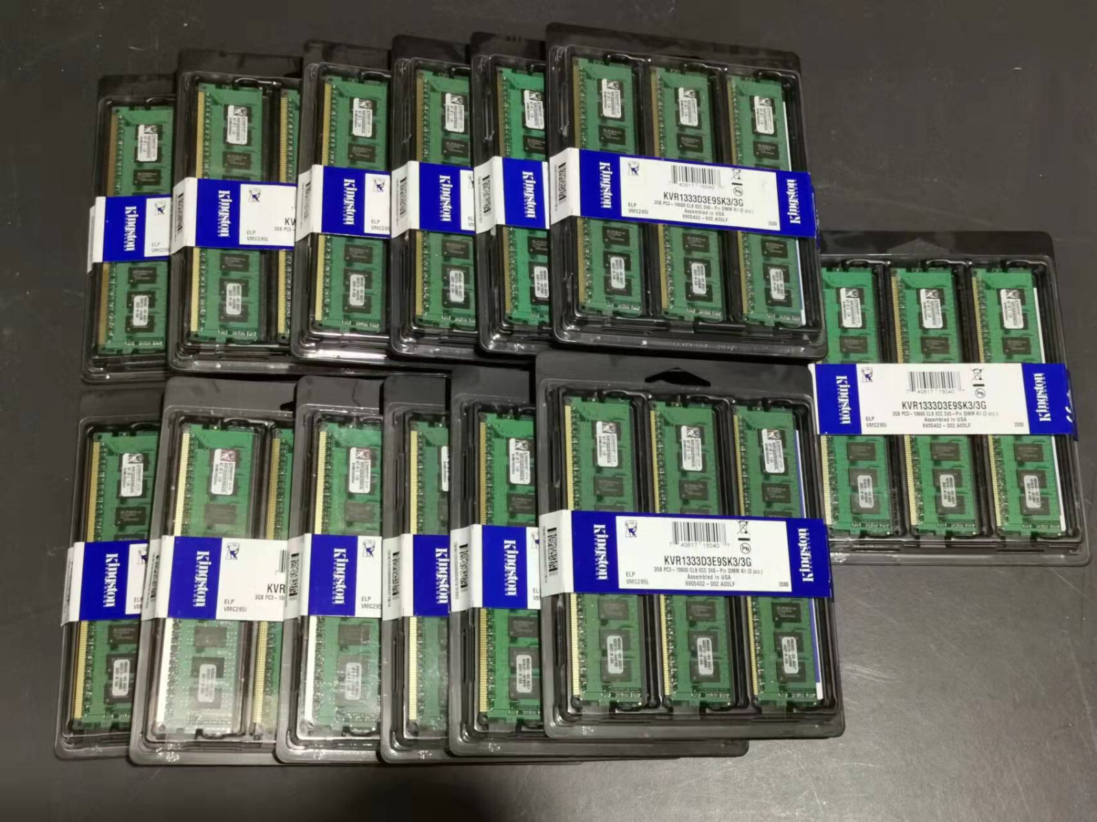 Lots of 13 New Kingston ECC Unbuffered PC3-10600 KVR1333D3E9SK3/3G total 39G