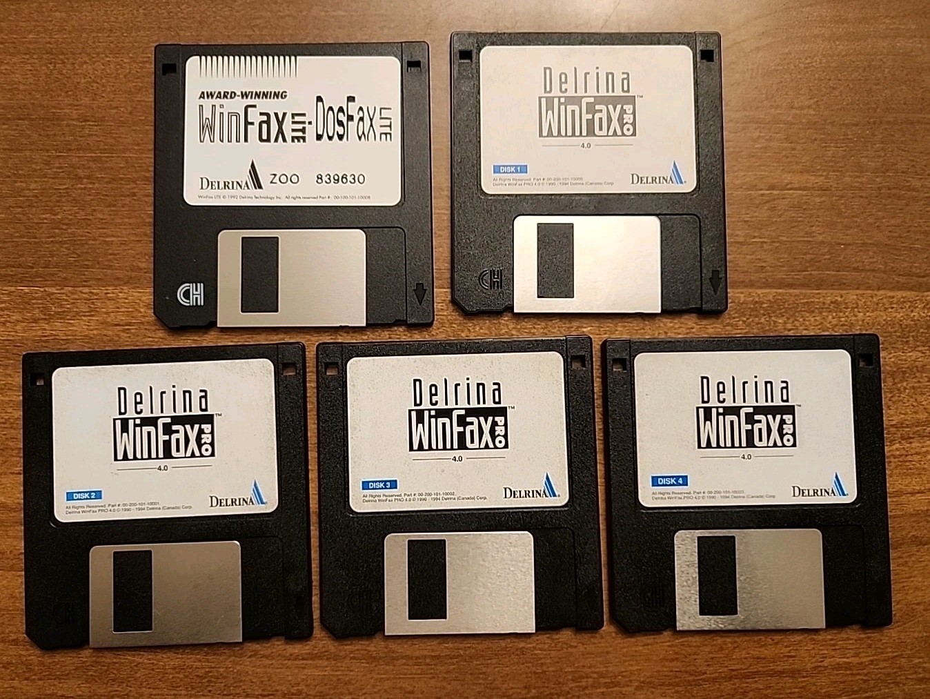 Vintage Delrina Winfax Pro 4.0 Disks 1-4 Winfax Lite DOS Floppy Disk 3.5" 1992