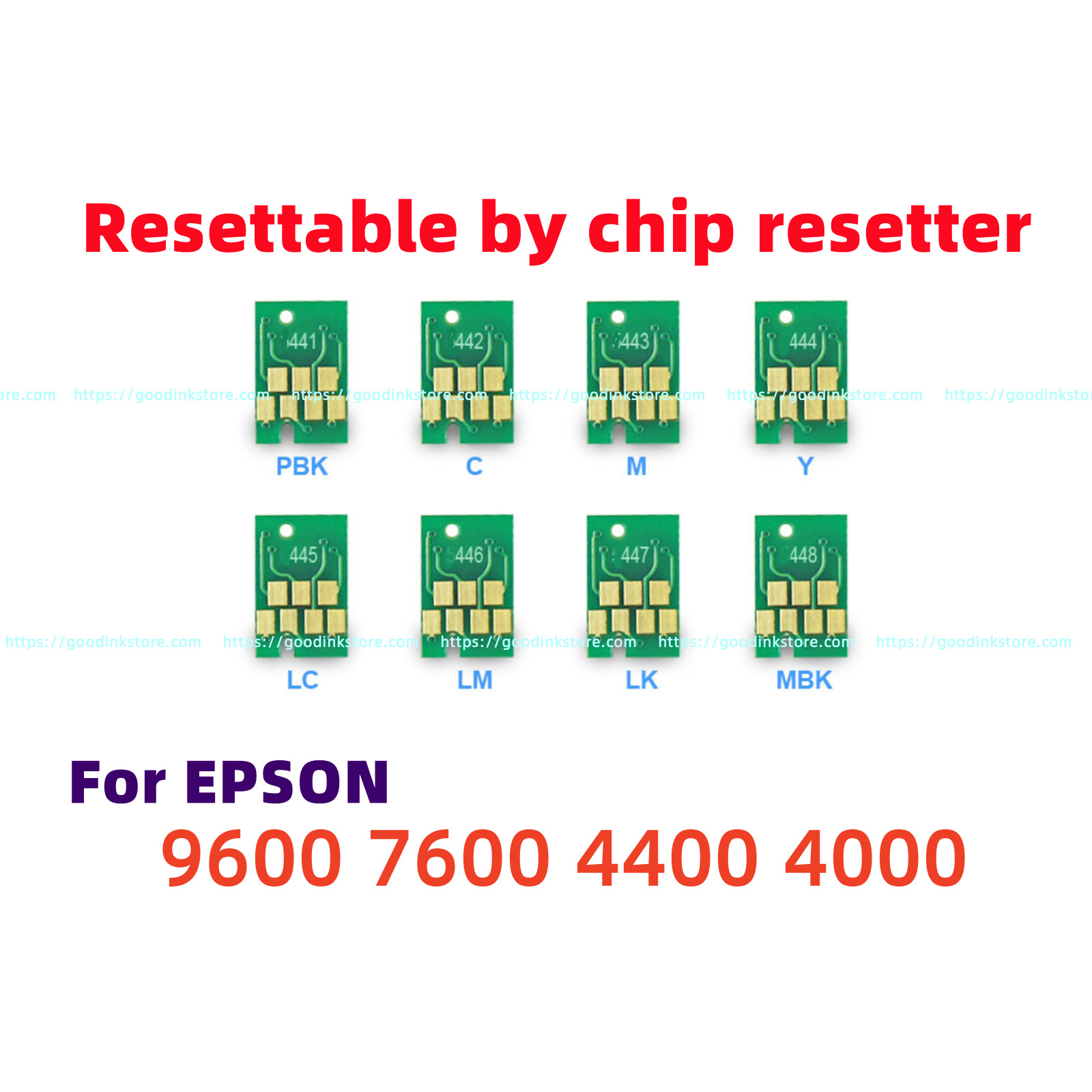 8pcs resettable chips Permanent For Stylus Pro 9600 7600 4000 4400 Printer chip