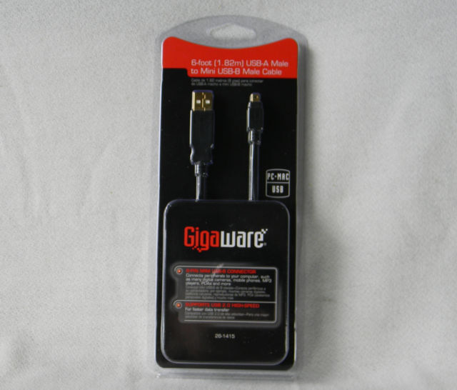 Gigaware 26-1415 - 6 foot USB-A Male to Mini USB-B Male Cable - New