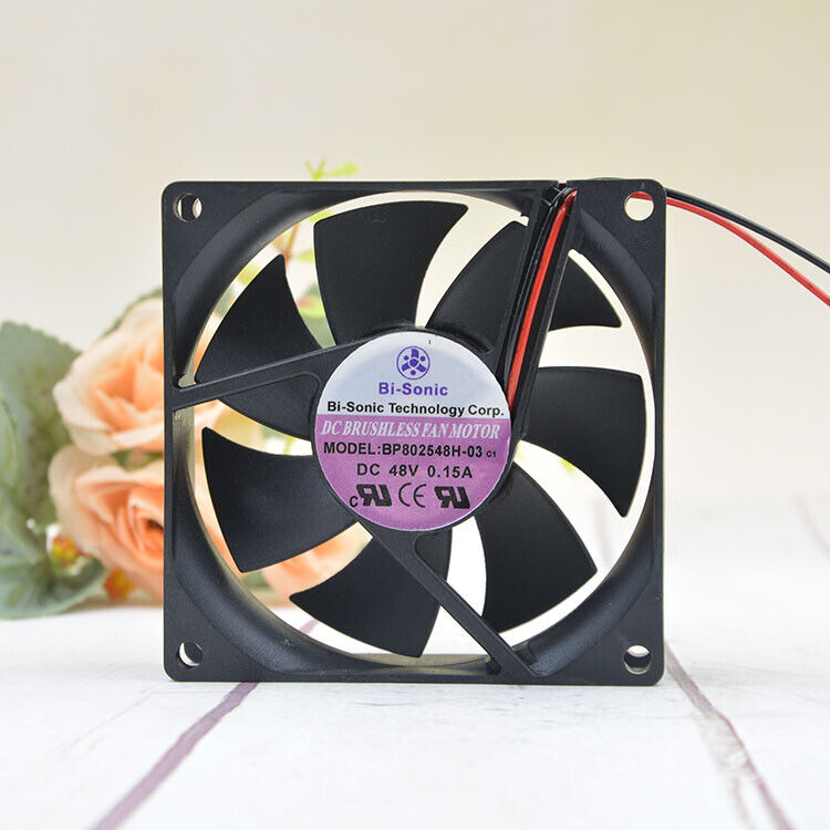 1pc Bi-Sonic BP802548H 48V 0.15A  8025 8CM 2-wire Inverter Cooling Fan