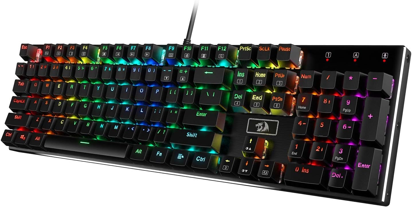 Redragon K556 RGB LED Backlit Wired Mechanical Gaming104 Keys Hot-Swap Keyboard