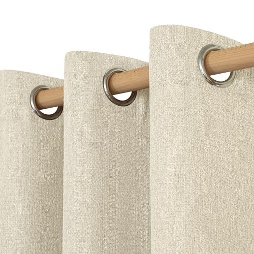  Long Linen Curtains 84 inch Length 2 Panels, 52"W x 84"L (Pack of 2) Natural