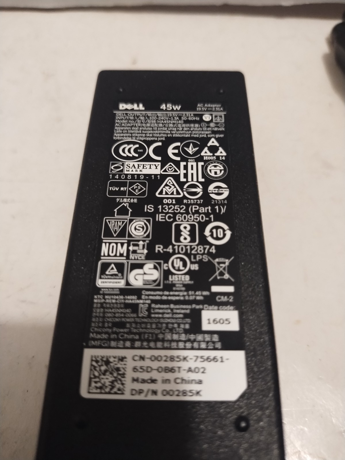 Dell 45W 19.5V 2.31A 4.5mm Power Supply 0KXTTW
