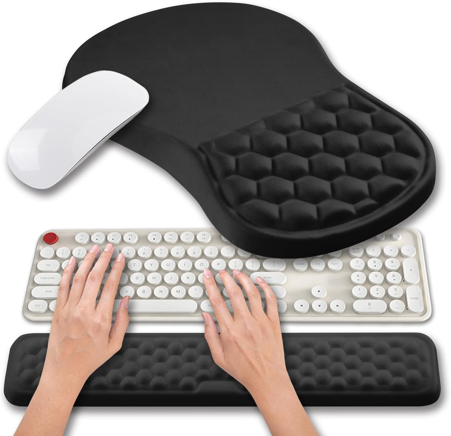 juego de alfombrilla de raton y reposamunecas de gel para teclado y ordenador