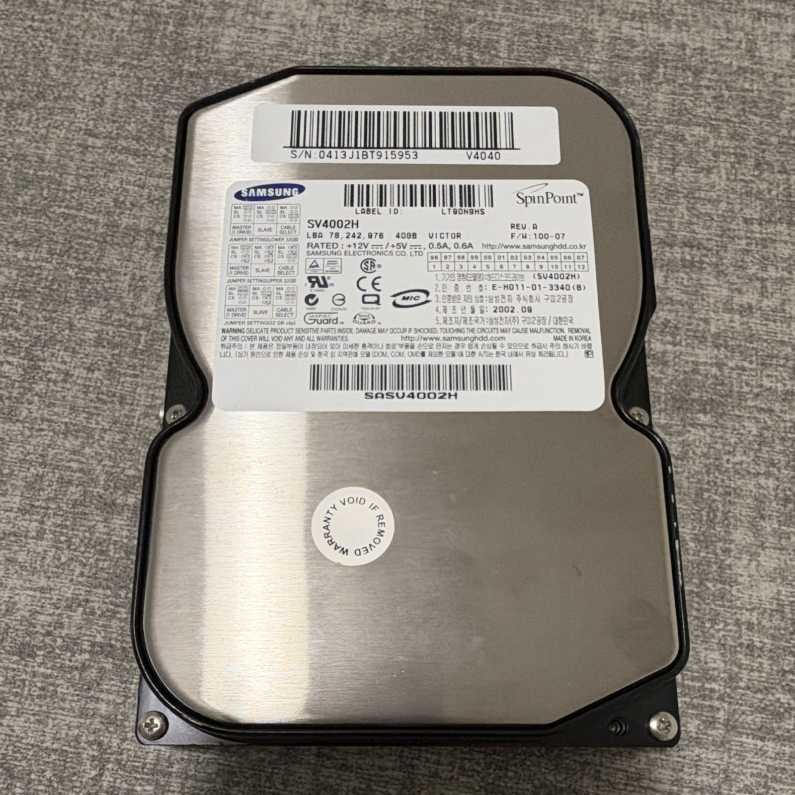 Samsung Spinpoint V40 SV4002H 40GB Internal 7200RPM 3.5" HDD