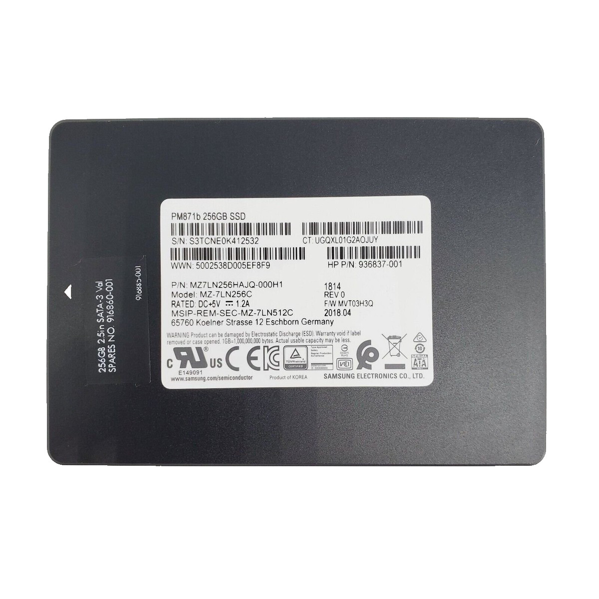 Samsung PM871b 256GB 2.5" SATA III Solid State Drive SSD MZ-7LN256C