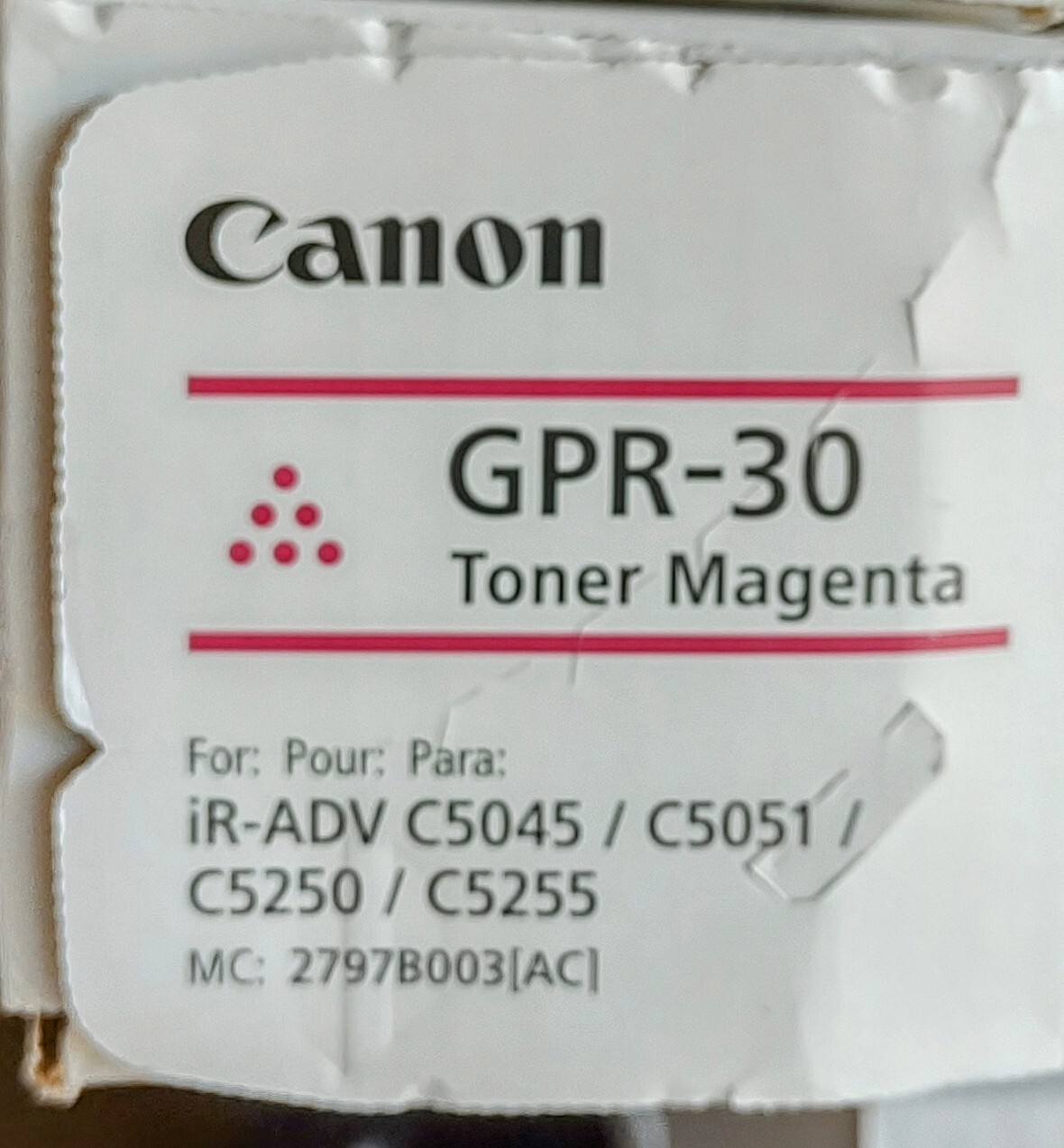 Canon GPR30 Magenta Toner NEW SEALED