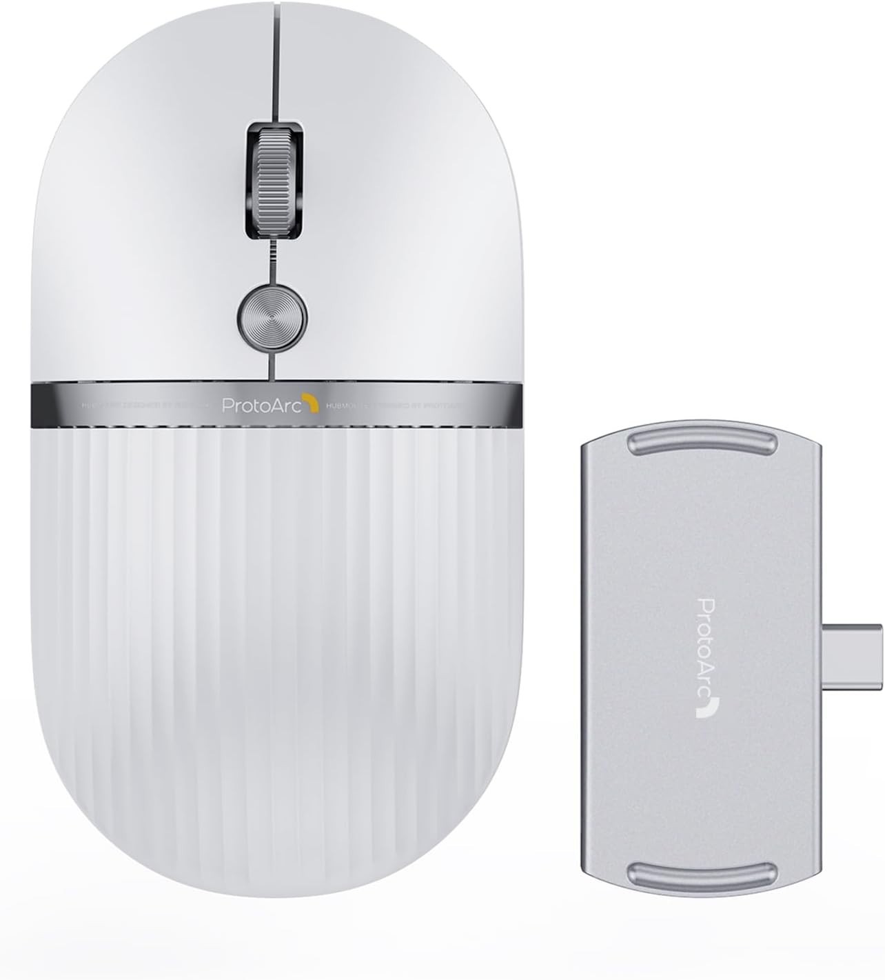 New - ProtoArc USB C Wireless Bluetooth Mouse, Multi-Device HubMouse  (White)