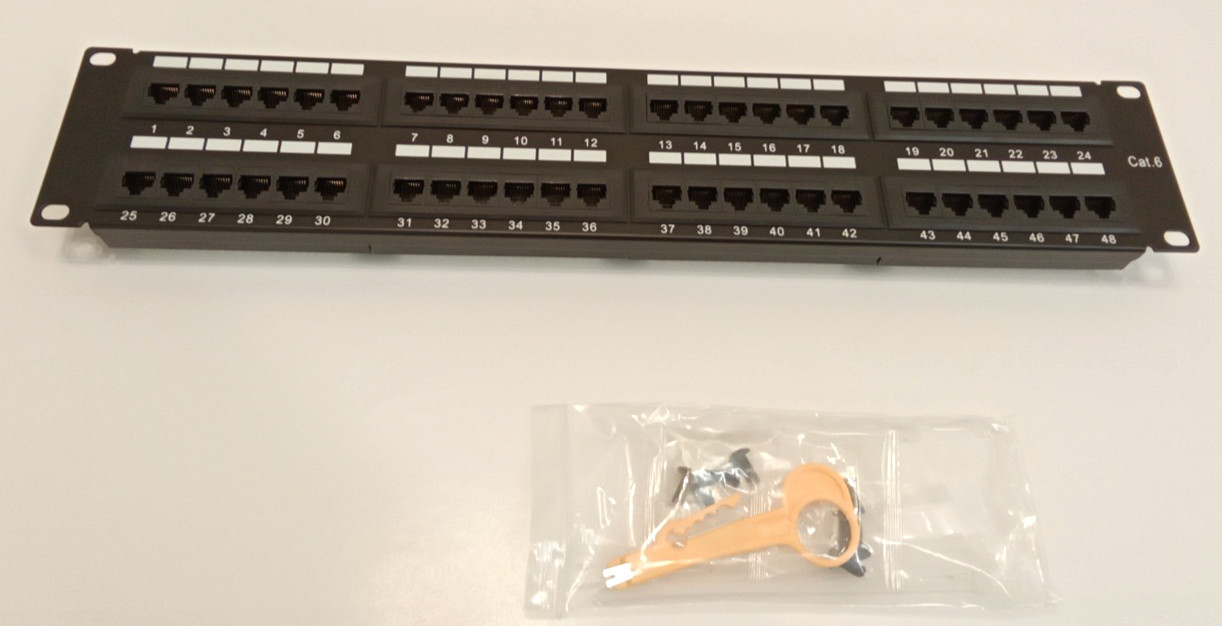 ADI Pro 0E-C6PP48 CAT6 Network Patch Panel 48 Port 19" 2U Rackmount Black Qty 1