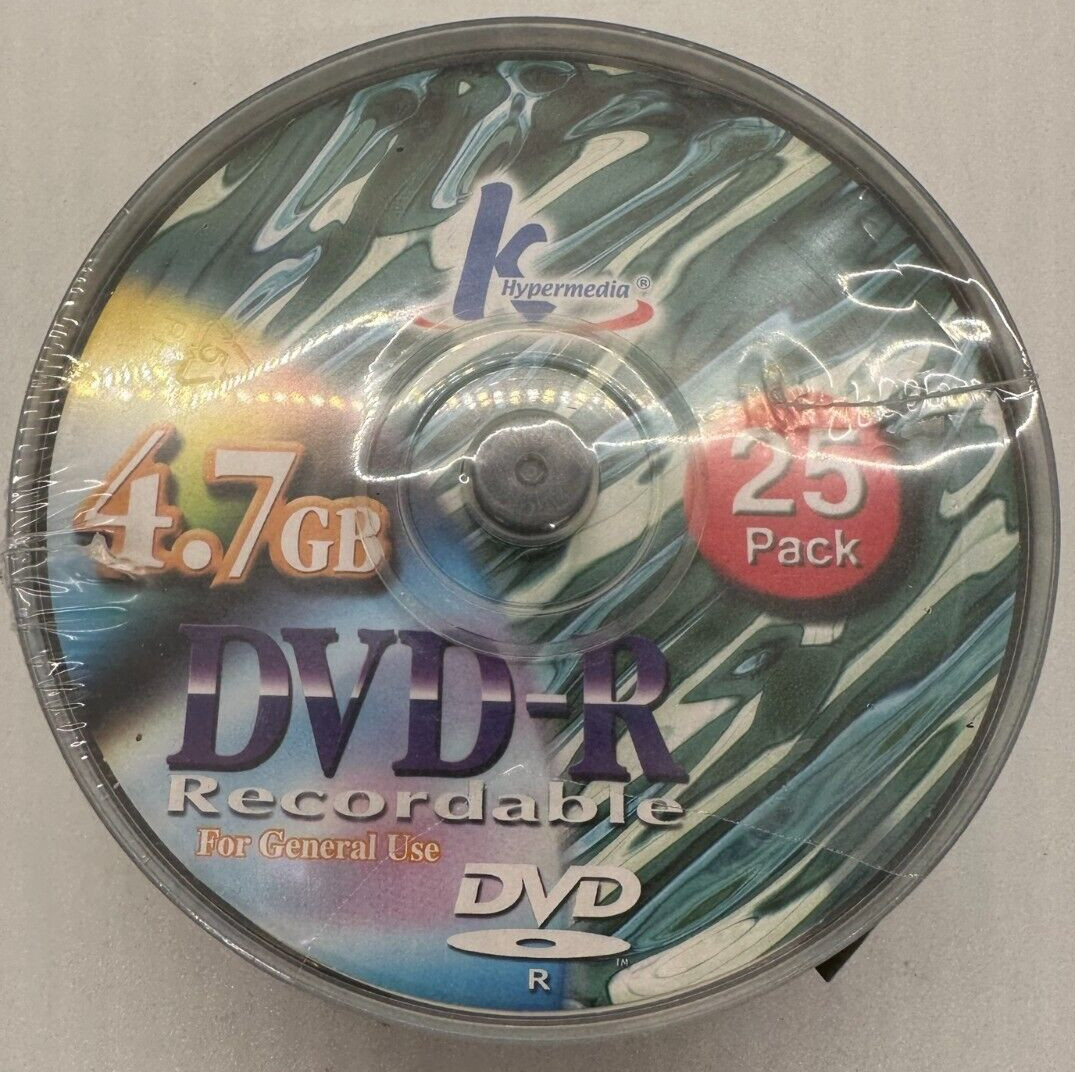 K Hypermedia DVD-R 25 Pack 4.7GB 120 Minute Video 1X-2.4X Blank Media Recordable