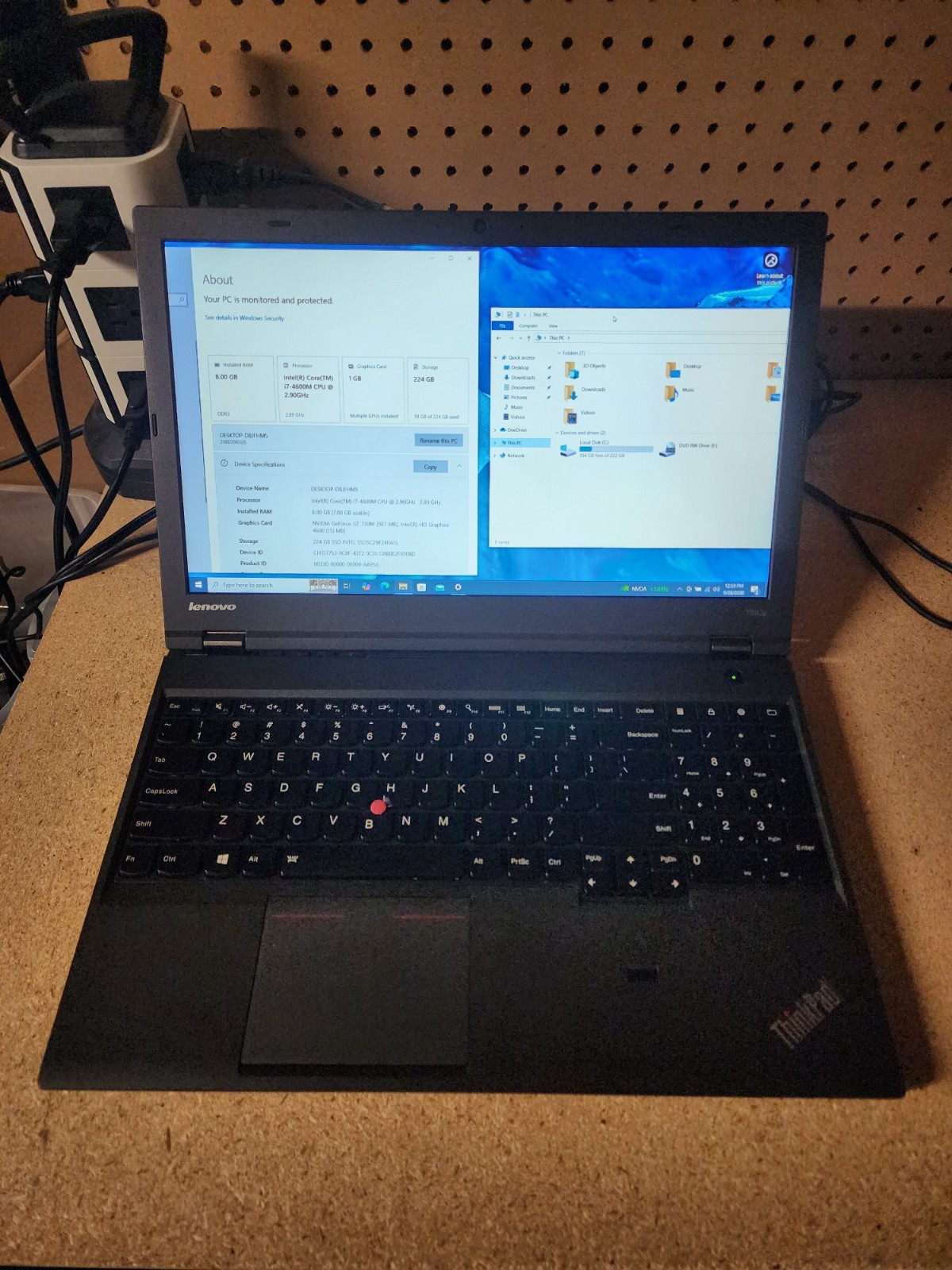 Lenovo ThinkPad T540p i7-4600M 2.9GHz 8GB RAM 240GB SSD W10 Pro NVIDIA GPU
