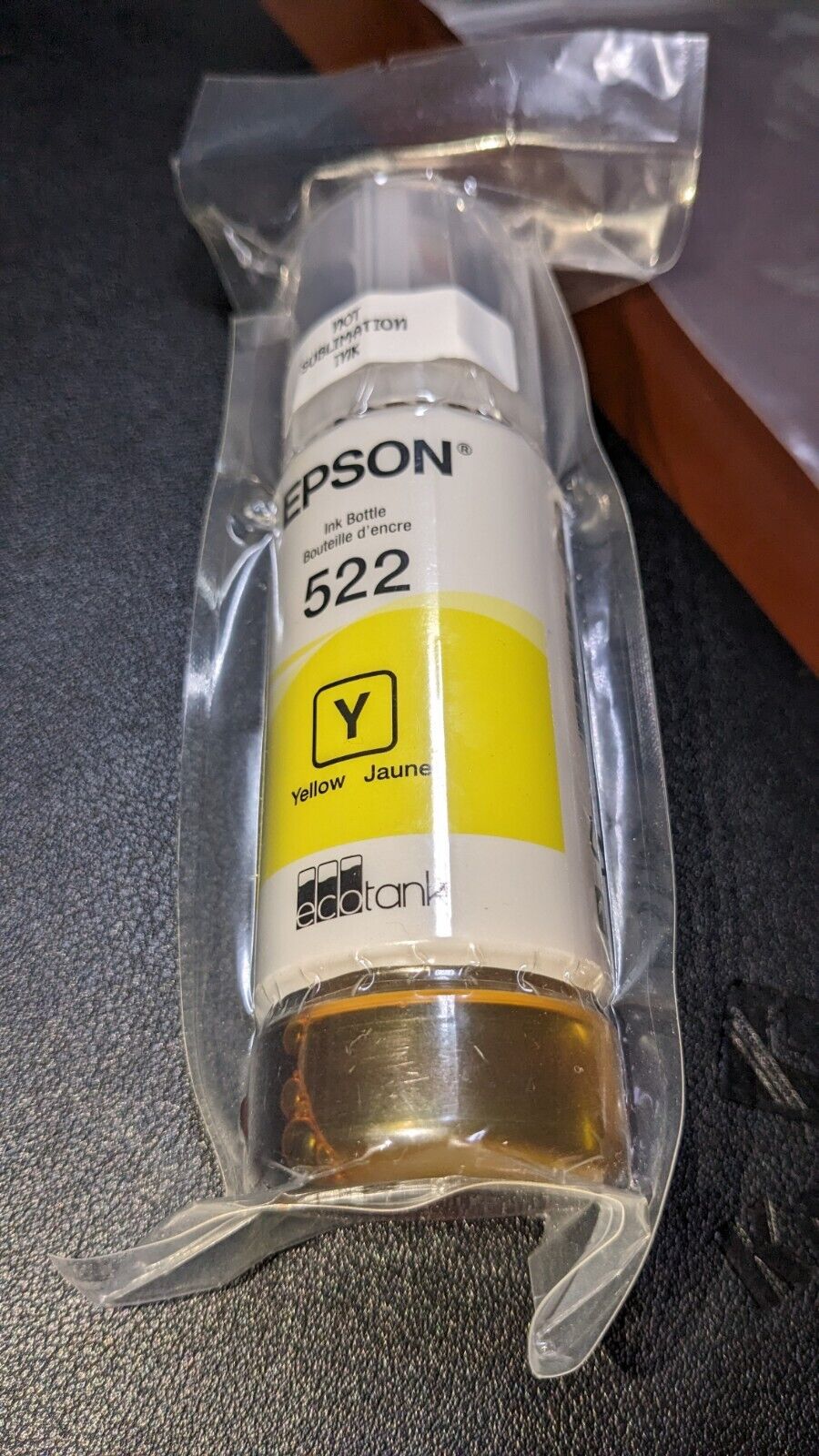 Genuine Epson 522 Single Yellow Ink Bottle Exp. 3/2027 - New - Sealed - No Box