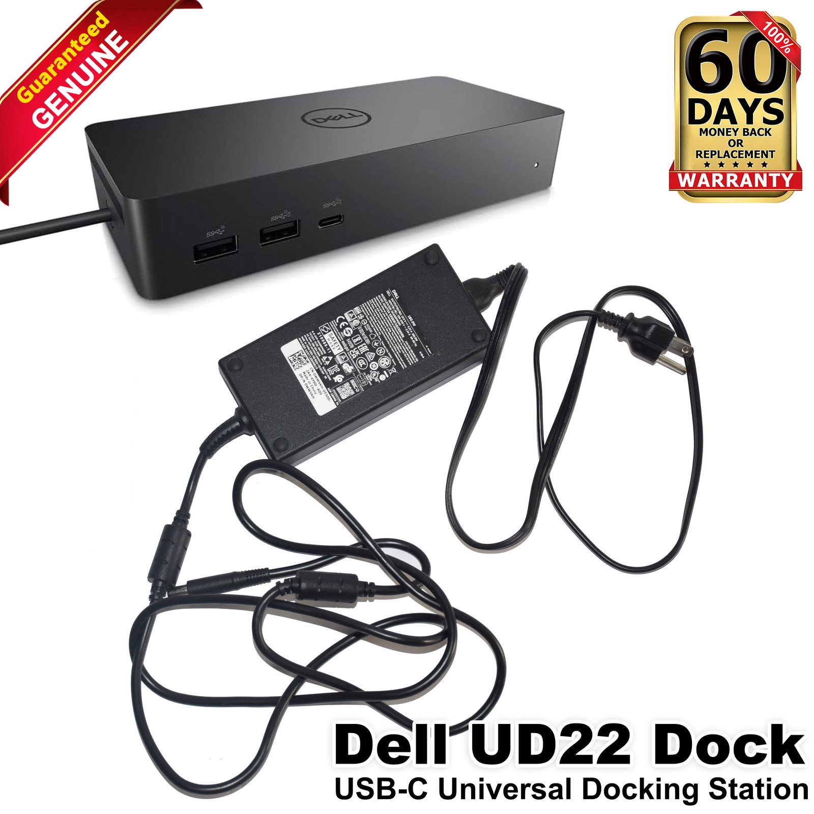 Dell Universal Docking Station UD22 USB-C Dual 4K DisplayPort HDMI 130W Adapter