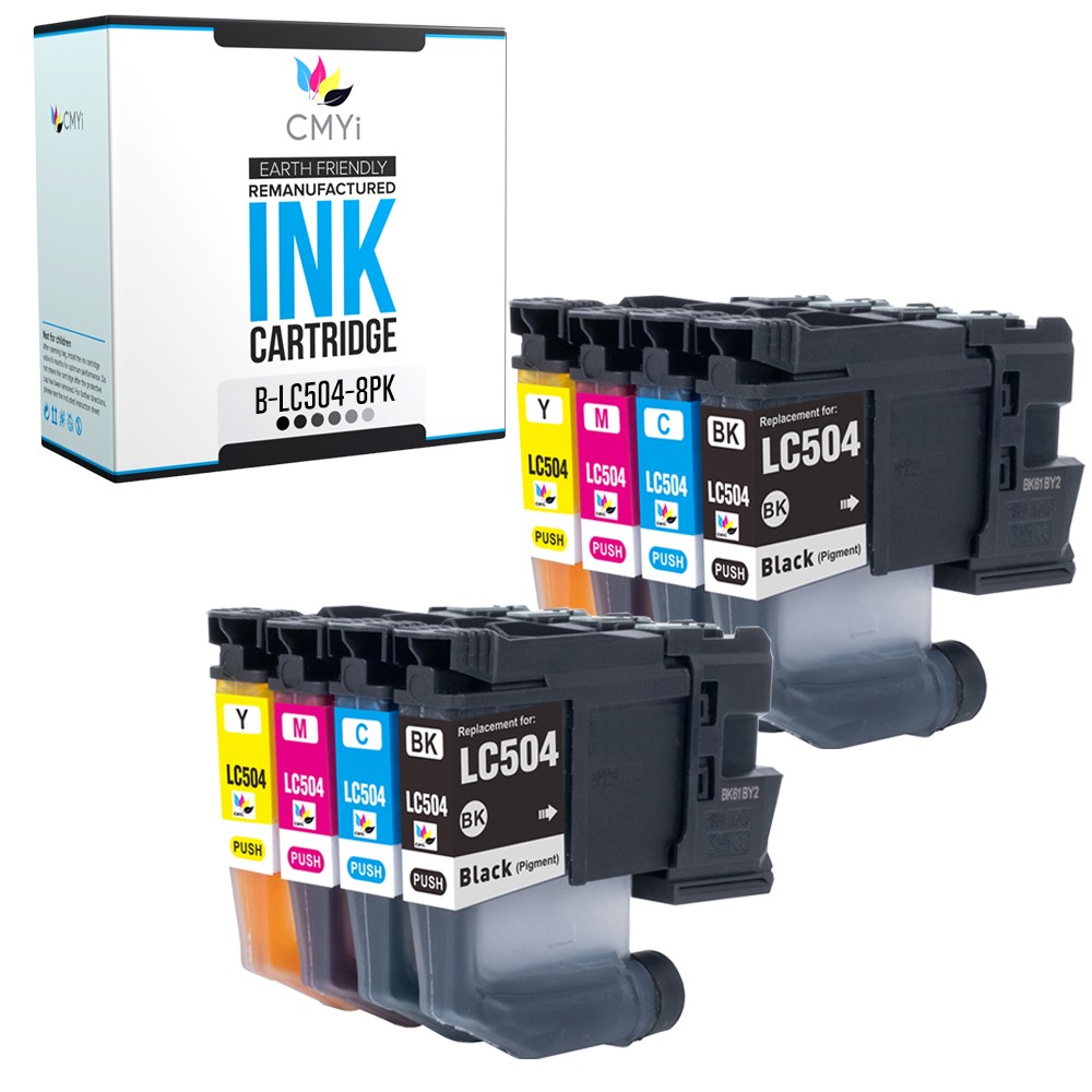 CMYi 8-Pack Compatible LC504 Printer Ink Cartridges fits Brother MFC-J1365DW