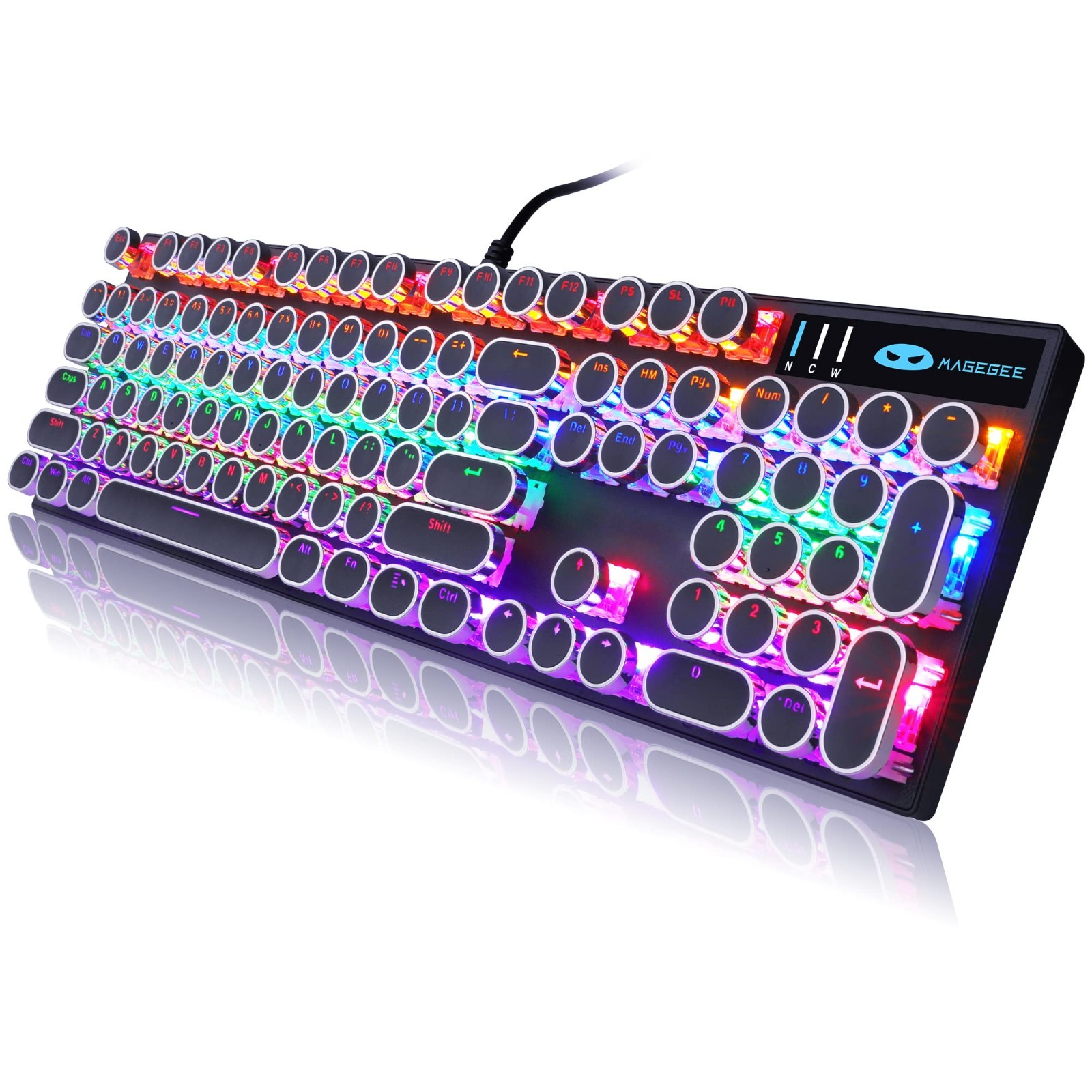 Retro Typewriter Mechanical Gaming Keyboard - RGB Backlit, 104 Keys, Blue Switch