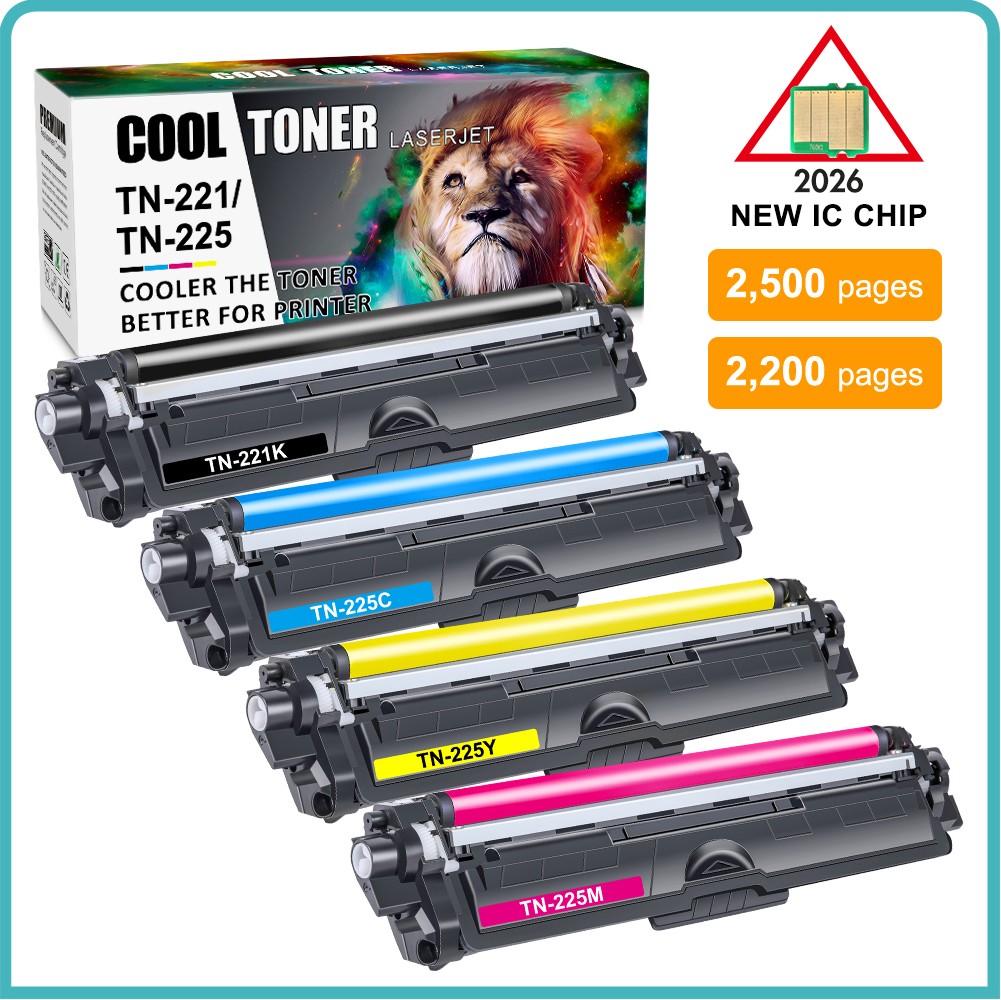 4 Pack TN221 TN225 Toner For Brother TN221BK HL-3170CDW MFC-9130CW MFC-9340CDW