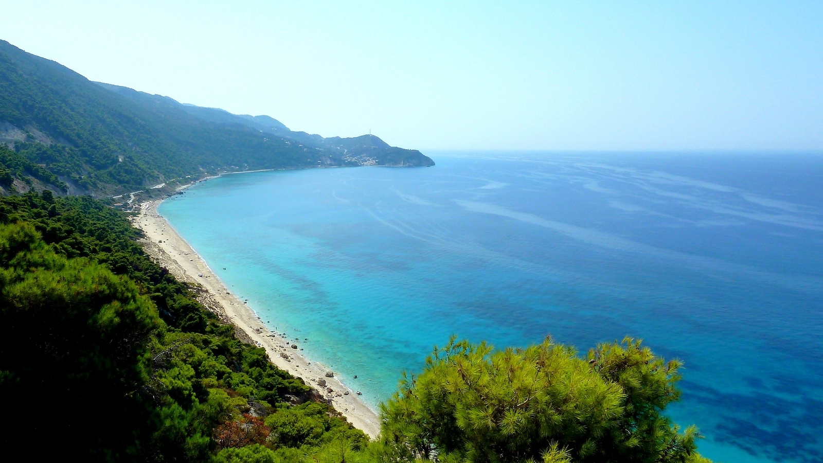 Landscape greece lefkada cyan beach horizon sea water Custom Gaming Mat Desk