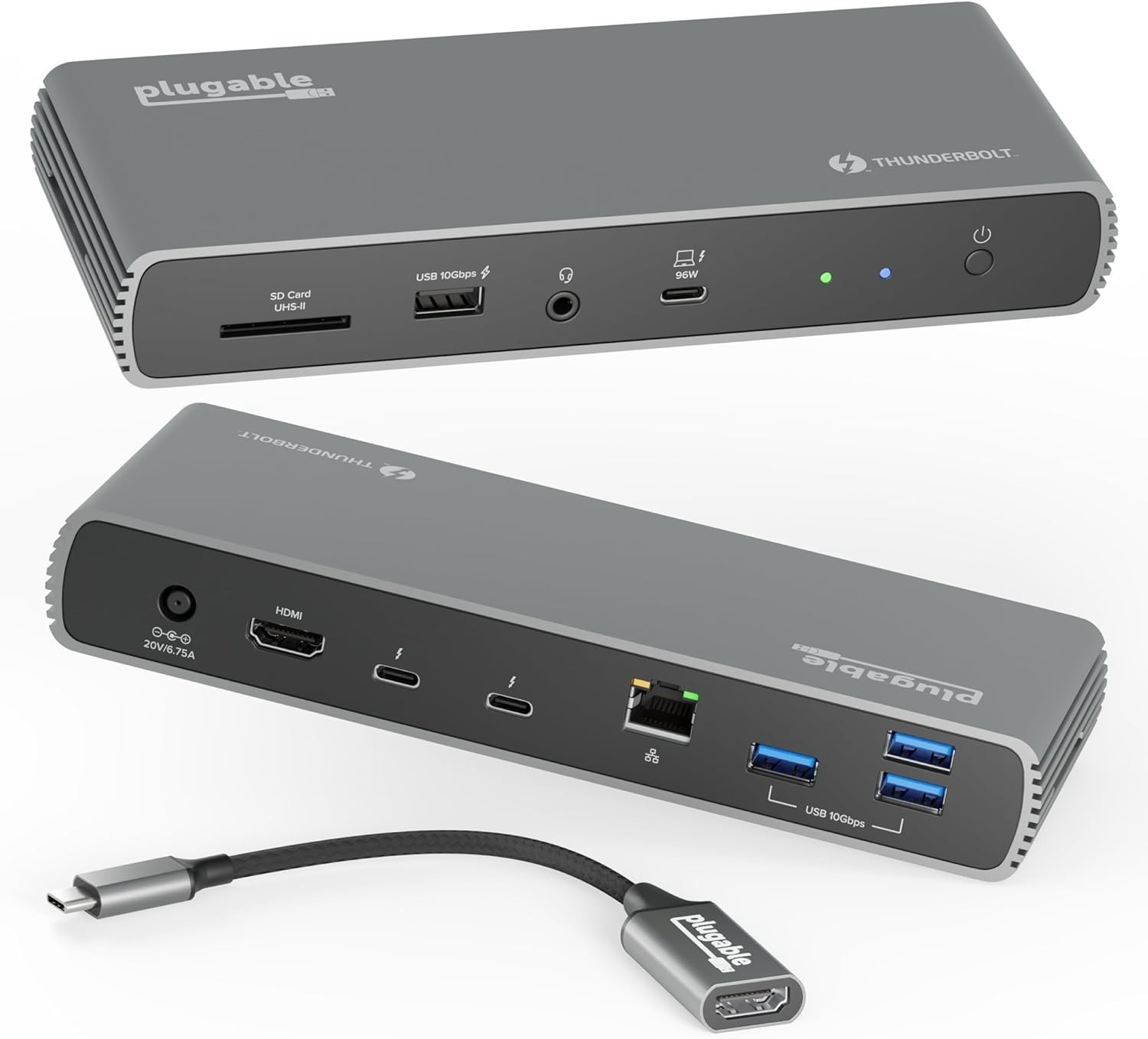 Plugable Thunderbolt 4 USB-C USB-A HDMI 96W PD Etherent SD TAA Docking Station